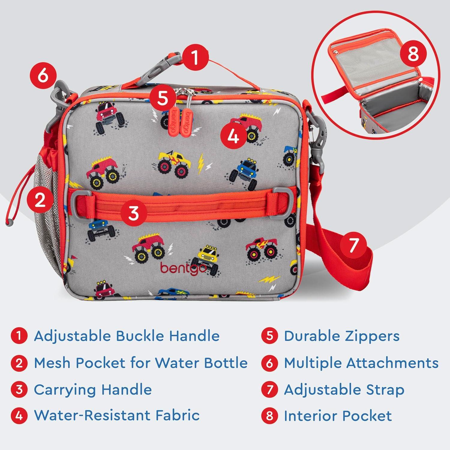 imageBentgo Kids Lunch Bag Whimsy amp Wonder Collection Durable DoubleInsulated Lunch Bag for Kids 3 Holds Lunch BoxWater BottleSnacks WaterResistant Fabric amp Zip Pockets Starry SprinkleTrucks