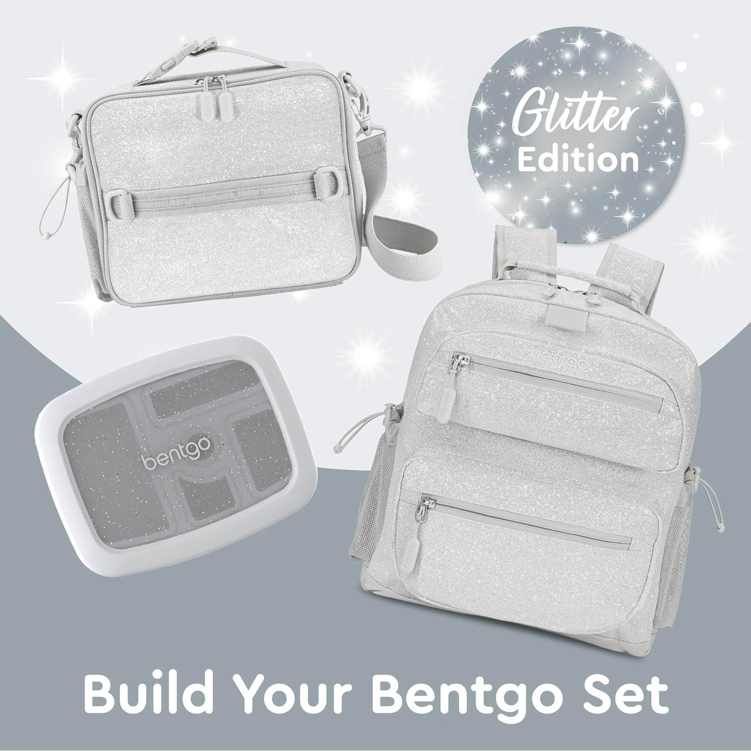 imageBentgo Kids Lunch Bag Whimsy amp Wonder Collection Durable DoubleInsulated Lunch Bag for Kids 3 Holds Lunch BoxWater BottleSnacks WaterResistant Fabric amp Zip Pockets Starry SprinkleGlitter Edition Silver