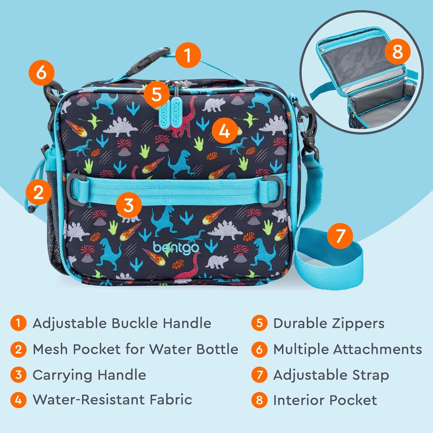imageBentgo Kids Lunch Bag Whimsy amp Wonder Collection Durable DoubleInsulated Lunch Bag for Kids 3 Holds Lunch BoxWater BottleSnacks WaterResistant Fabric amp Zip Pockets Starry SprinkleDinosaur