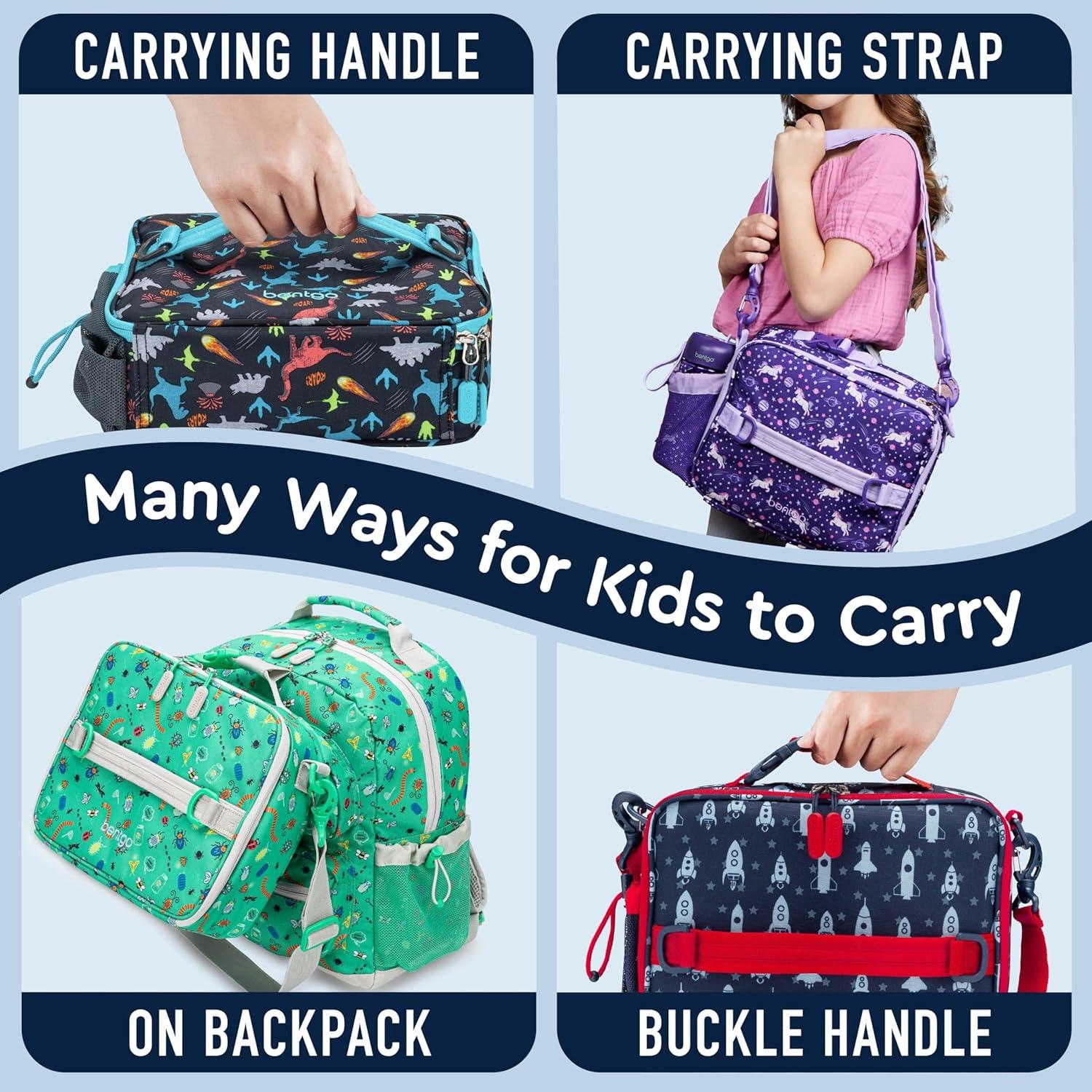 imageBentgo Kids Lunch Bag Whimsy amp Wonder Collection Durable DoubleInsulated Lunch Bag for Kids 3 Holds Lunch BoxWater BottleSnacks WaterResistant Fabric amp Zip Pockets Starry SprinkleRocket