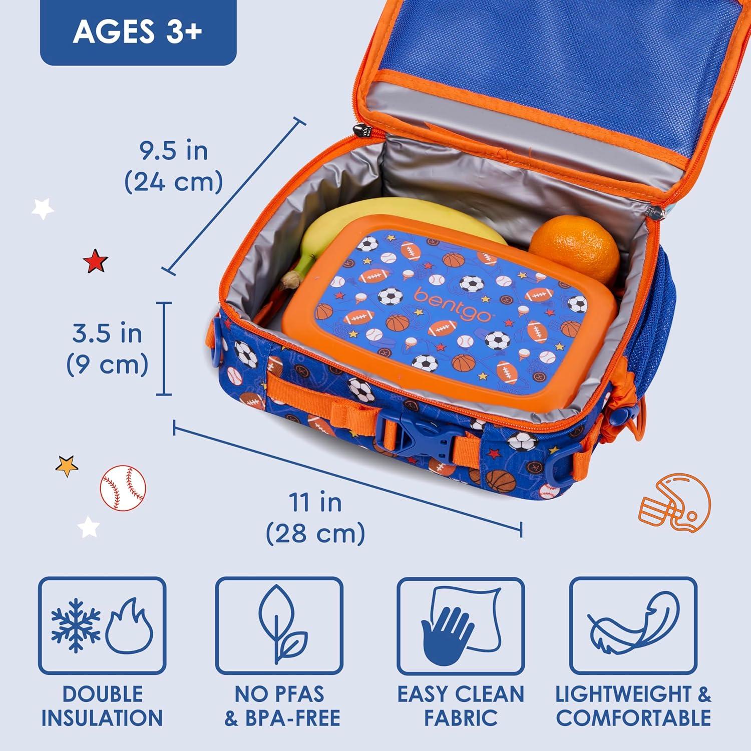 imageBentgo Kids Lunch Bag Whimsy amp Wonder Collection Durable DoubleInsulated Lunch Bag for Kids 3 Holds Lunch BoxWater BottleSnacks WaterResistant Fabric amp Zip Pockets Starry SprinkleSports
