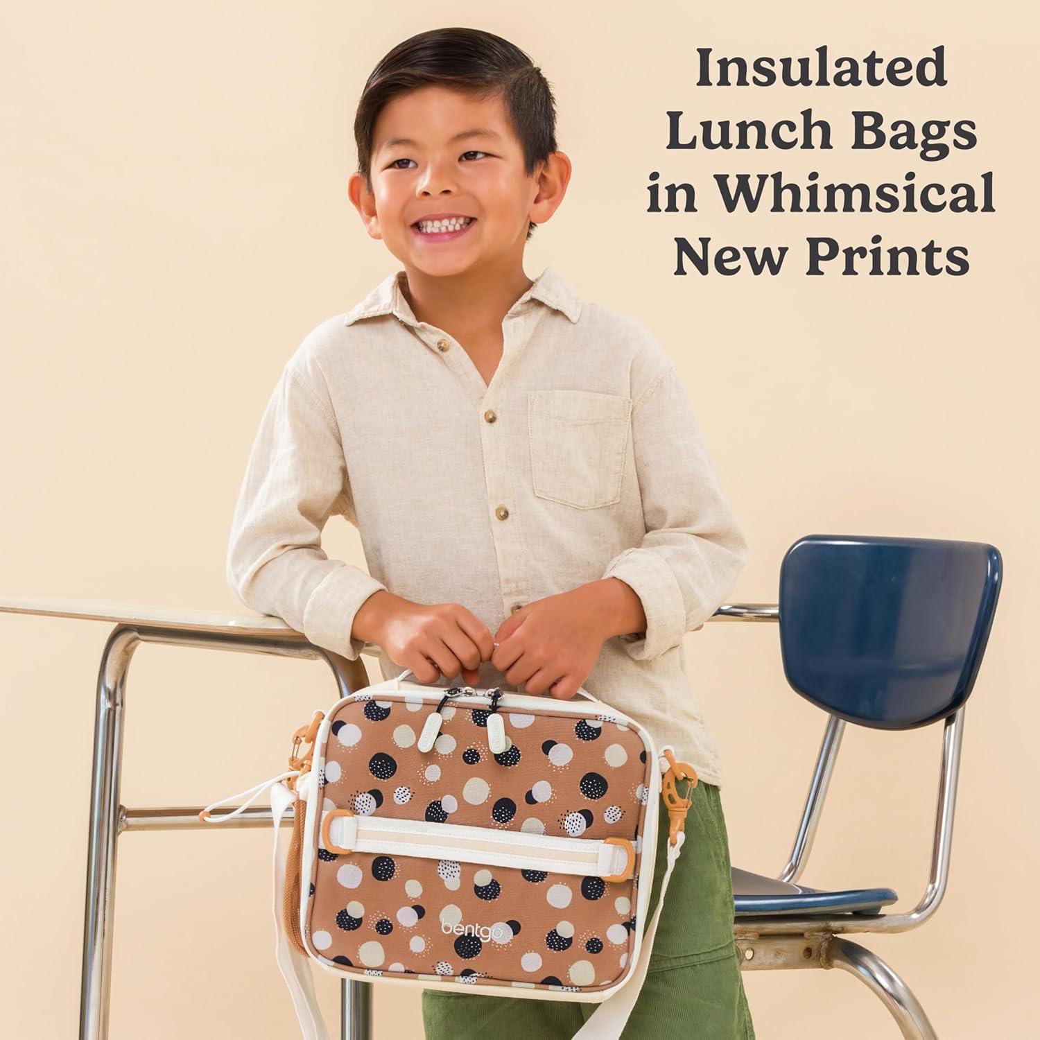 imageBentgo Kids Lunch Bag Whimsy amp Wonder Collection Durable DoubleInsulated Lunch Bag for Kids 3 Holds Lunch BoxWater BottleSnacks WaterResistant Fabric amp Zip Pockets Starry SprinkleSpots Dots