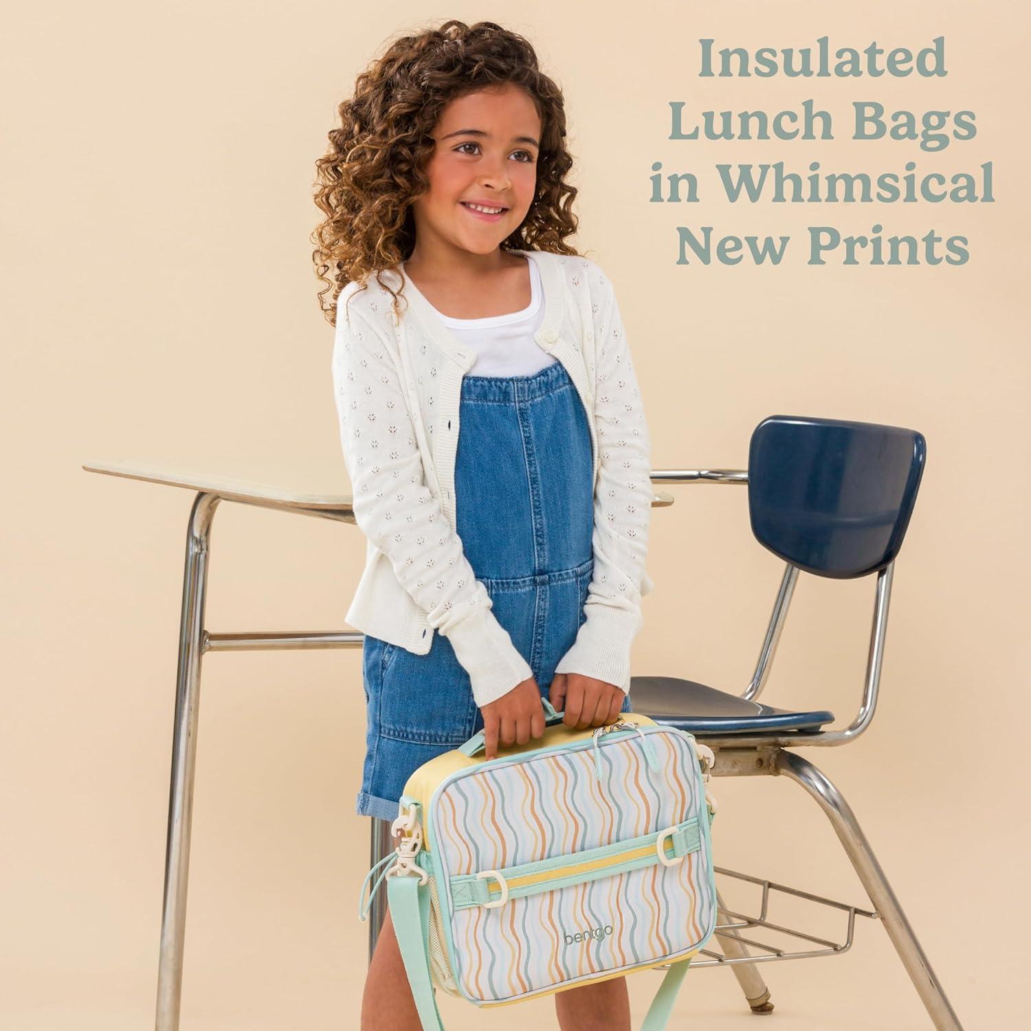 imageBentgo Kids Lunch Bag Whimsy amp Wonder Collection Durable DoubleInsulated Lunch Bag for Kids 3 Holds Lunch BoxWater BottleSnacks WaterResistant Fabric amp Zip Pockets Starry SprinkleWavy