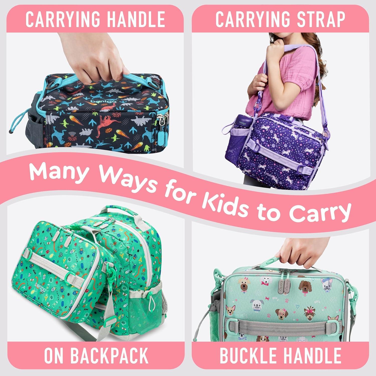 imageBentgo Kids Lunch Bag Whimsy amp Wonder Collection Durable DoubleInsulated Lunch Bag for Kids 3 Holds Lunch BoxWater BottleSnacks WaterResistant Fabric amp Zip Pockets Starry SprinklePuppy Love