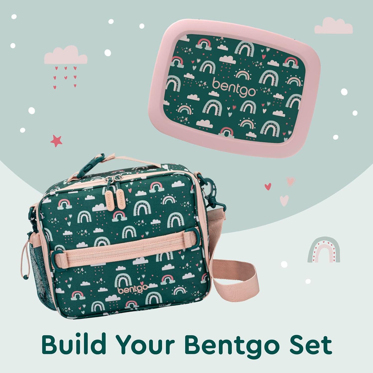 imageBentgo Kids Lunch Bag Whimsy amp Wonder Collection Durable DoubleInsulated Lunch Bag for Kids 3 Holds Lunch BoxWater BottleSnacks WaterResistant Fabric amp Zip Pockets Starry SprinkleGreen Rainbow