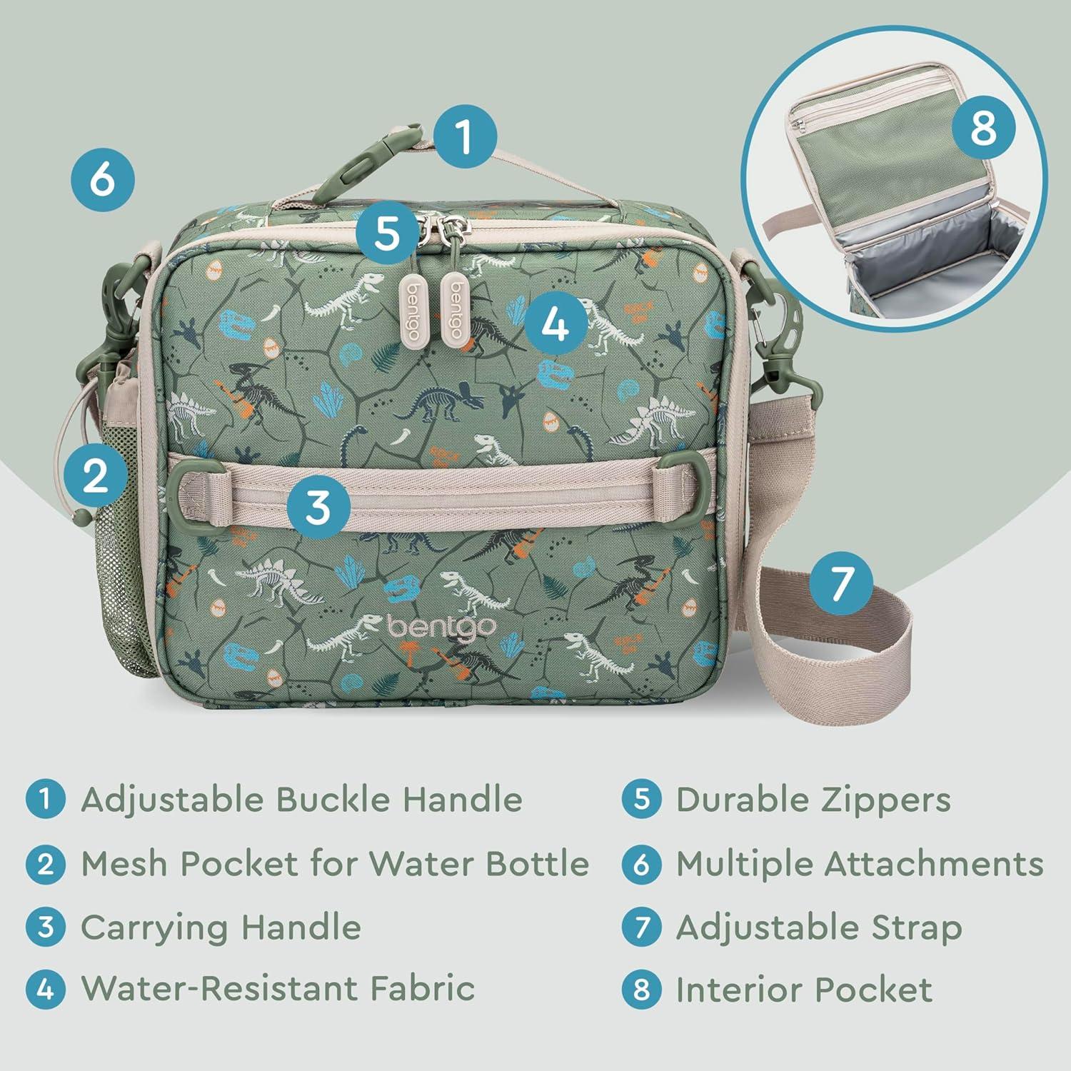 imageBentgo Kids Lunch Bag Whimsy amp Wonder Collection Durable DoubleInsulated Lunch Bag for Kids 3 Holds Lunch BoxWater BottleSnacks WaterResistant Fabric amp Zip Pockets Starry SprinkleDino Fossils
