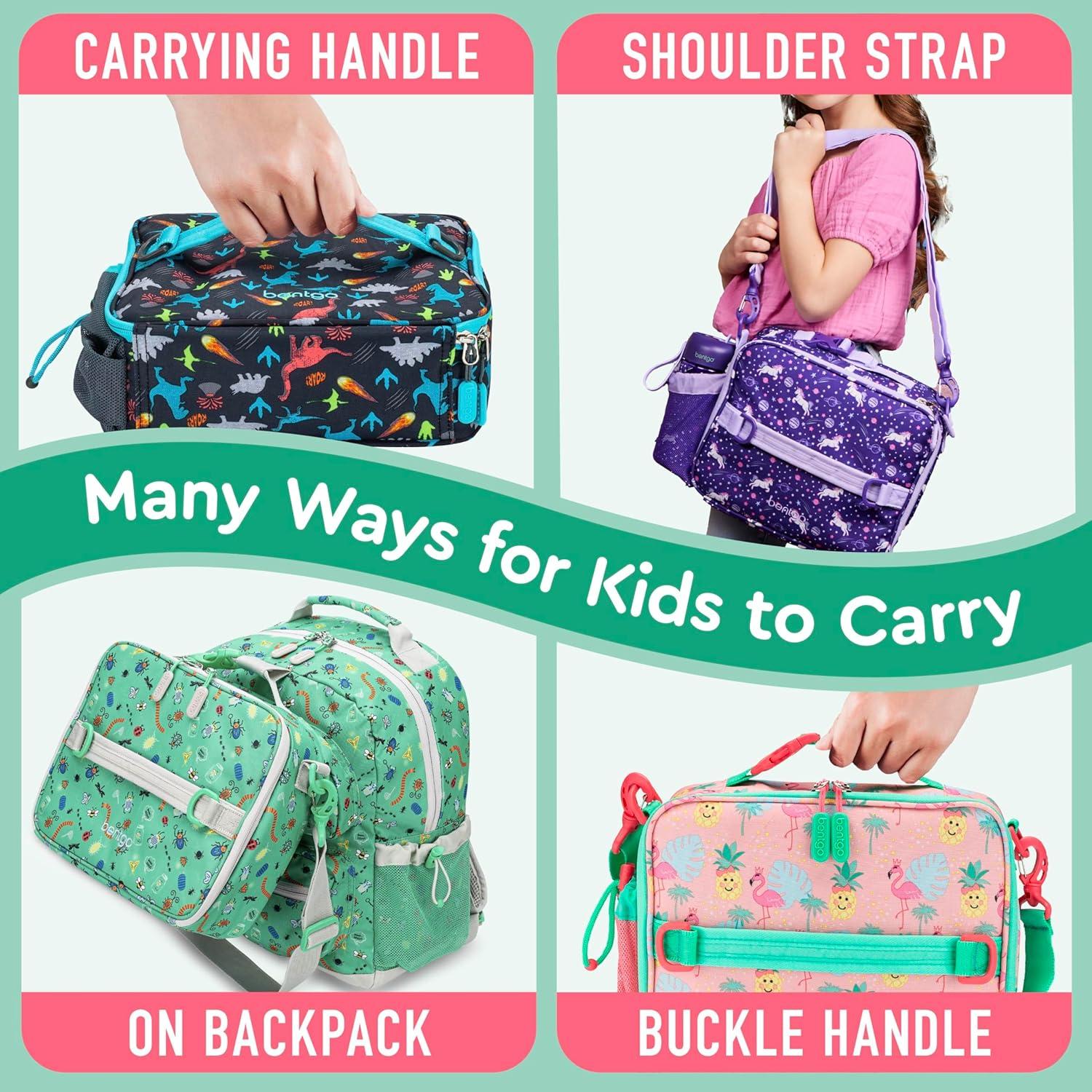 imageBentgo Kids Lunch Bag Whimsy amp Wonder Collection Durable DoubleInsulated Lunch Bag for Kids 3 Holds Lunch BoxWater BottleSnacks WaterResistant Fabric amp Zip Pockets Starry SprinkleTropical