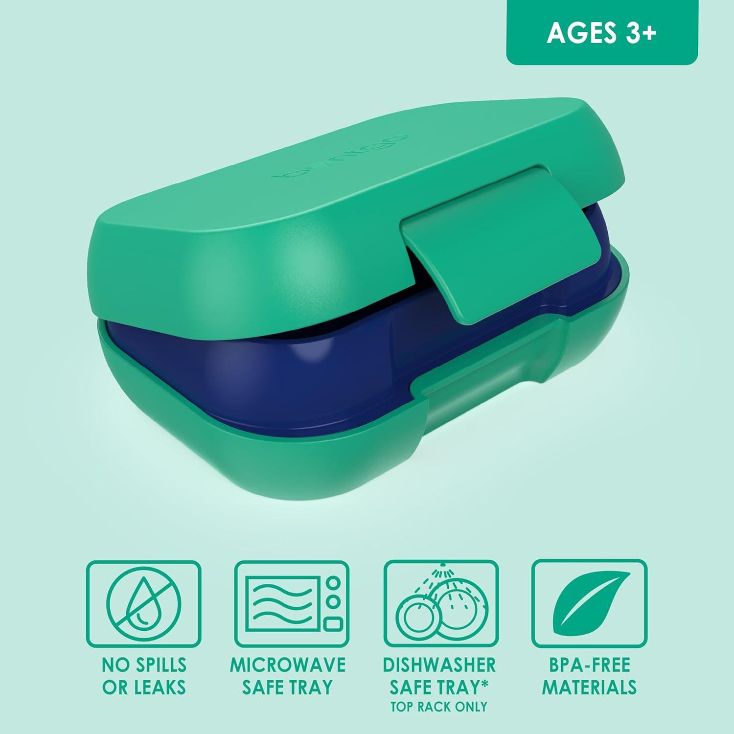 imageBentgo Kids Snack 2 Compartment LeakProof Bento Box Container for Snacks and Small Meals EasyOpen Latch Dishwasher Safe BPAFree for School Daycare amp Sports Ideal for Ages 3 FuchsiaTealGreenNavy