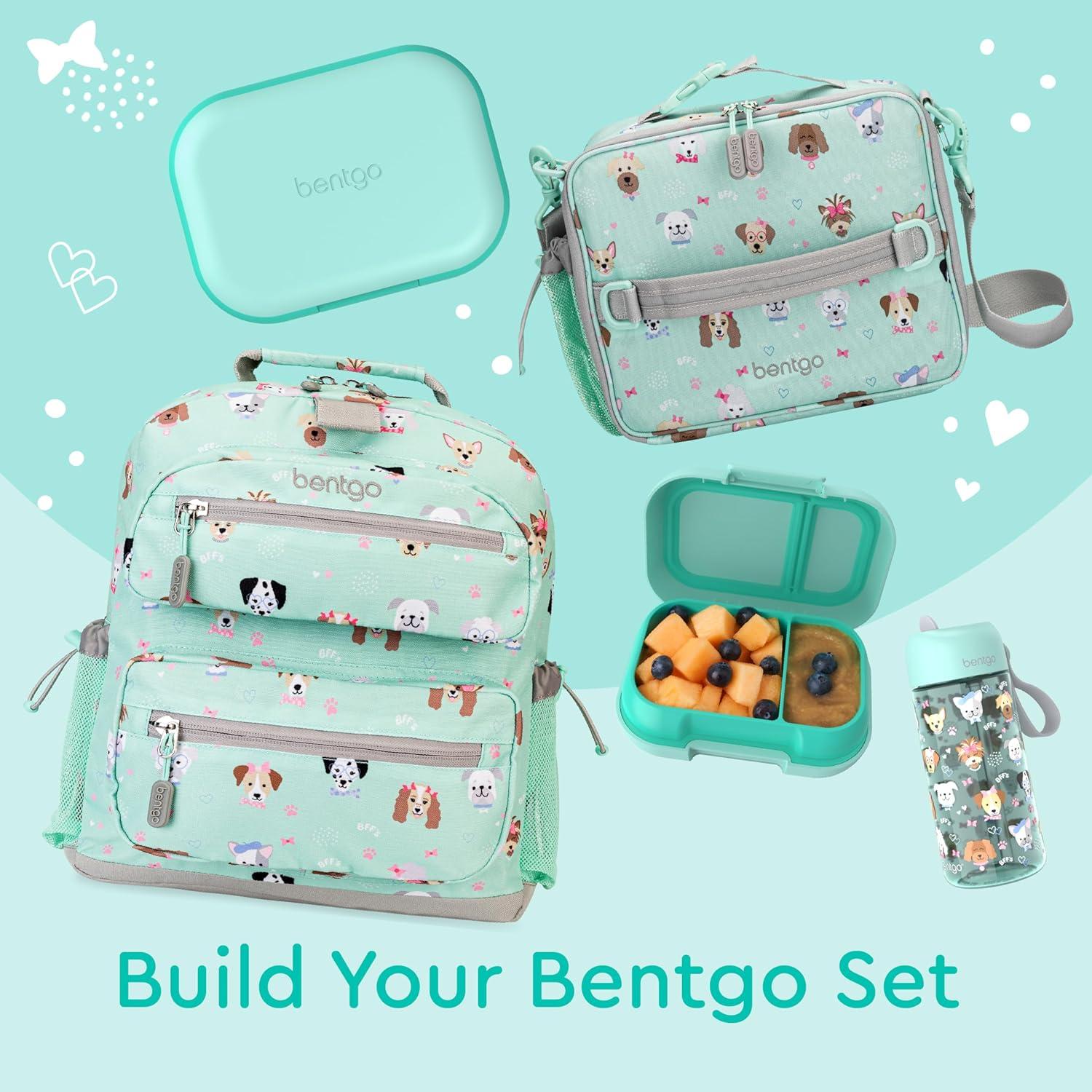 imageBentgo Kids Snack 2 Compartment LeakProof Bento Box Container for Snacks and Small Meals EasyOpen Latch Dishwasher Safe BPAFree for School Daycare amp Sports Ideal for Ages 3 FuchsiaTealAqua