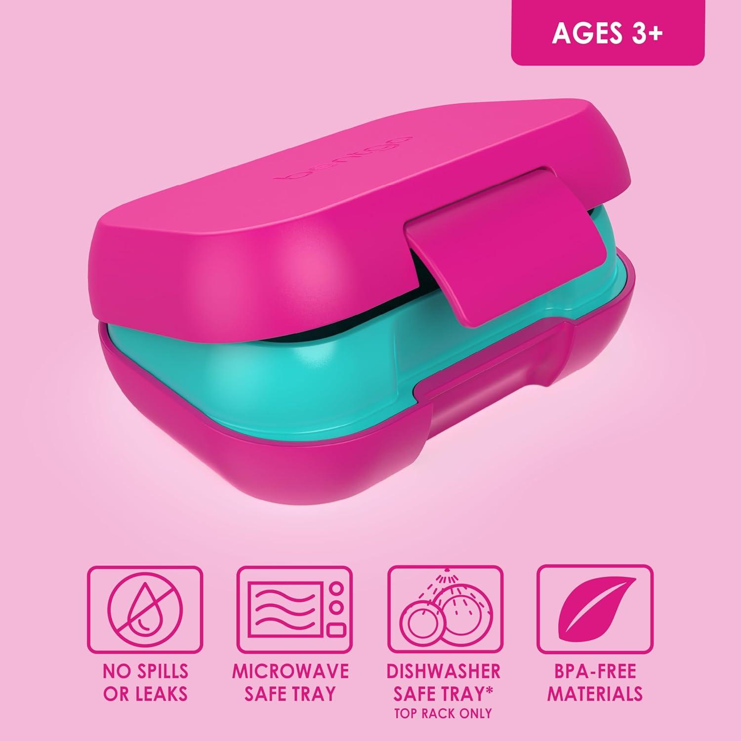 imageBentgo Kids Snack 2 Compartment LeakProof Bento Box Container for Snacks and Small Meals EasyOpen Latch Dishwasher Safe BPAFree for School Daycare amp Sports Ideal for Ages 3 FuchsiaTealFuchsiaTeal