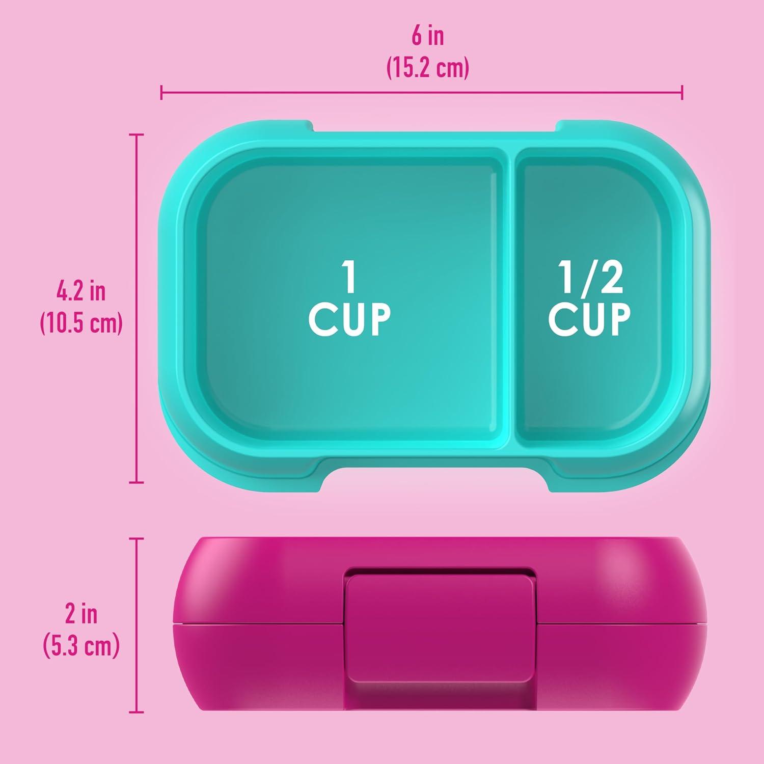 imageBentgo Kids Snack 2 Compartment LeakProof Bento Box Container for Snacks and Small Meals EasyOpen Latch Dishwasher Safe BPAFree for School Daycare amp Sports Ideal for Ages 3 FuchsiaTealFuchsiaTeal