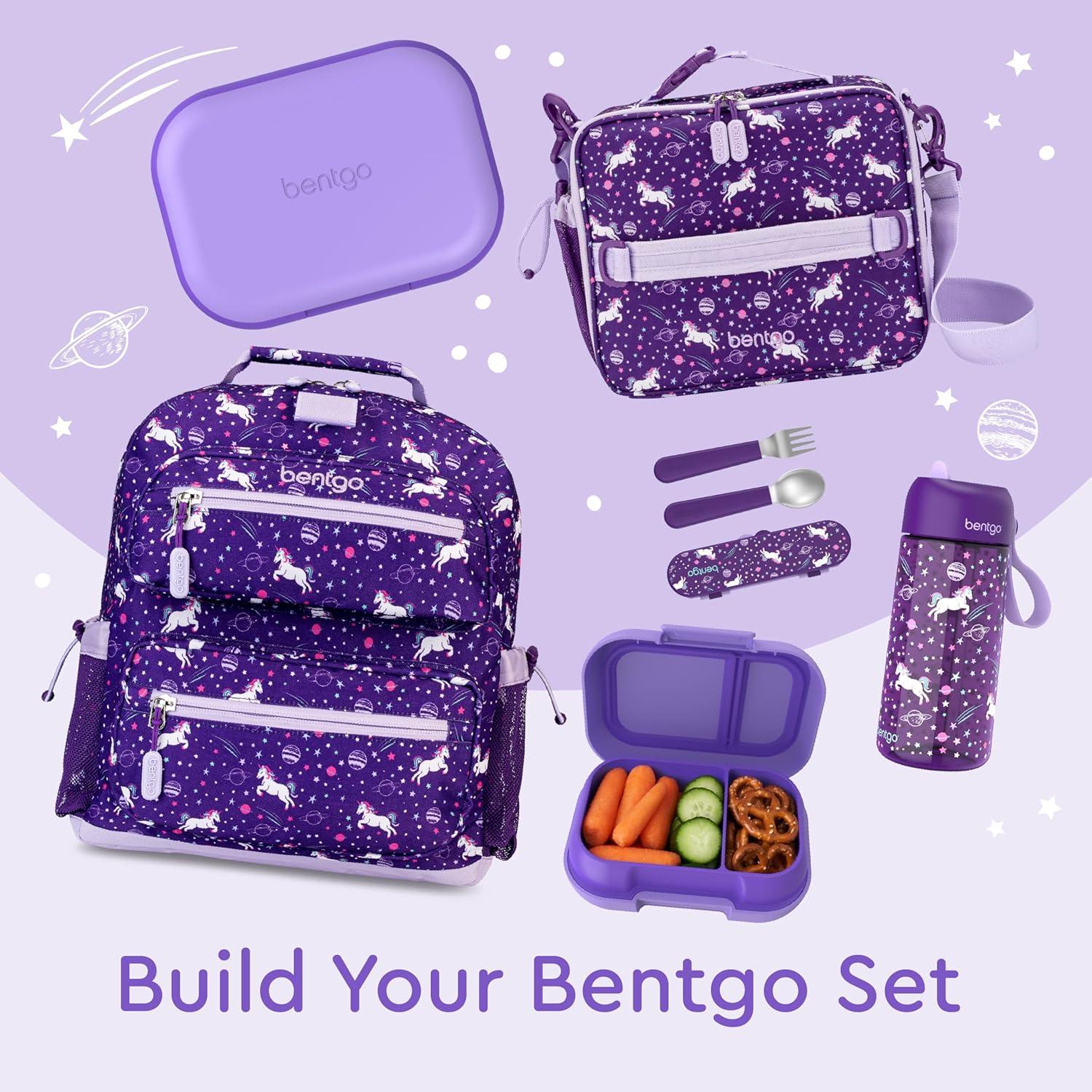 imageBentgo Kids Snack 2 Compartment LeakProof Bento Box Container for Snacks and Small Meals EasyOpen Latch Dishwasher Safe BPAFree for School Daycare amp Sports Ideal for Ages 3 FuchsiaTealPurple
