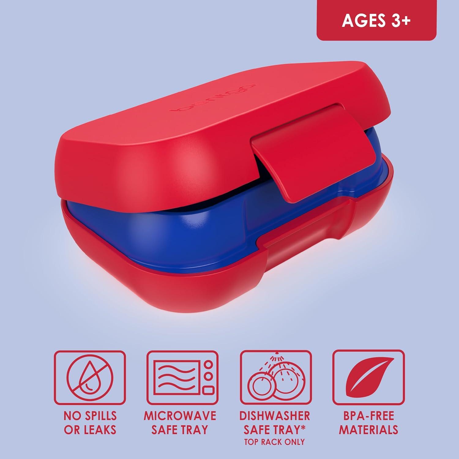 imageBentgo Kids Snack 2 Compartment LeakProof Bento Box Container for Snacks and Small Meals EasyOpen Latch Dishwasher Safe BPAFree for School Daycare amp Sports Ideal for Ages 3 FuchsiaTealRedRoyal