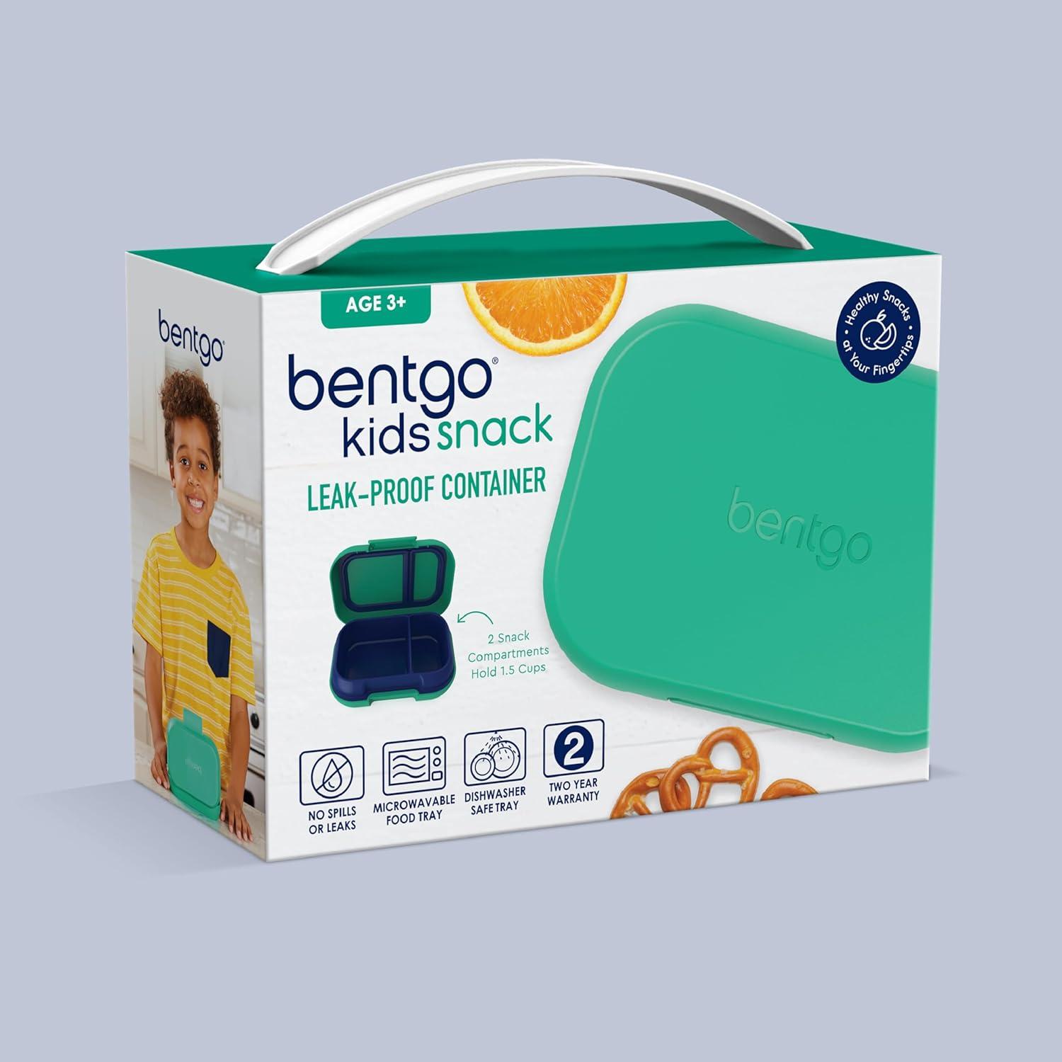 imageBentgo Kids Snack 2 Compartment LeakProof Bento Box Container for Snacks and Small Meals EasyOpen Latch Dishwasher Safe BPAFree for School Daycare amp Sports Ideal for Ages 3 FuchsiaTealGreenNavy