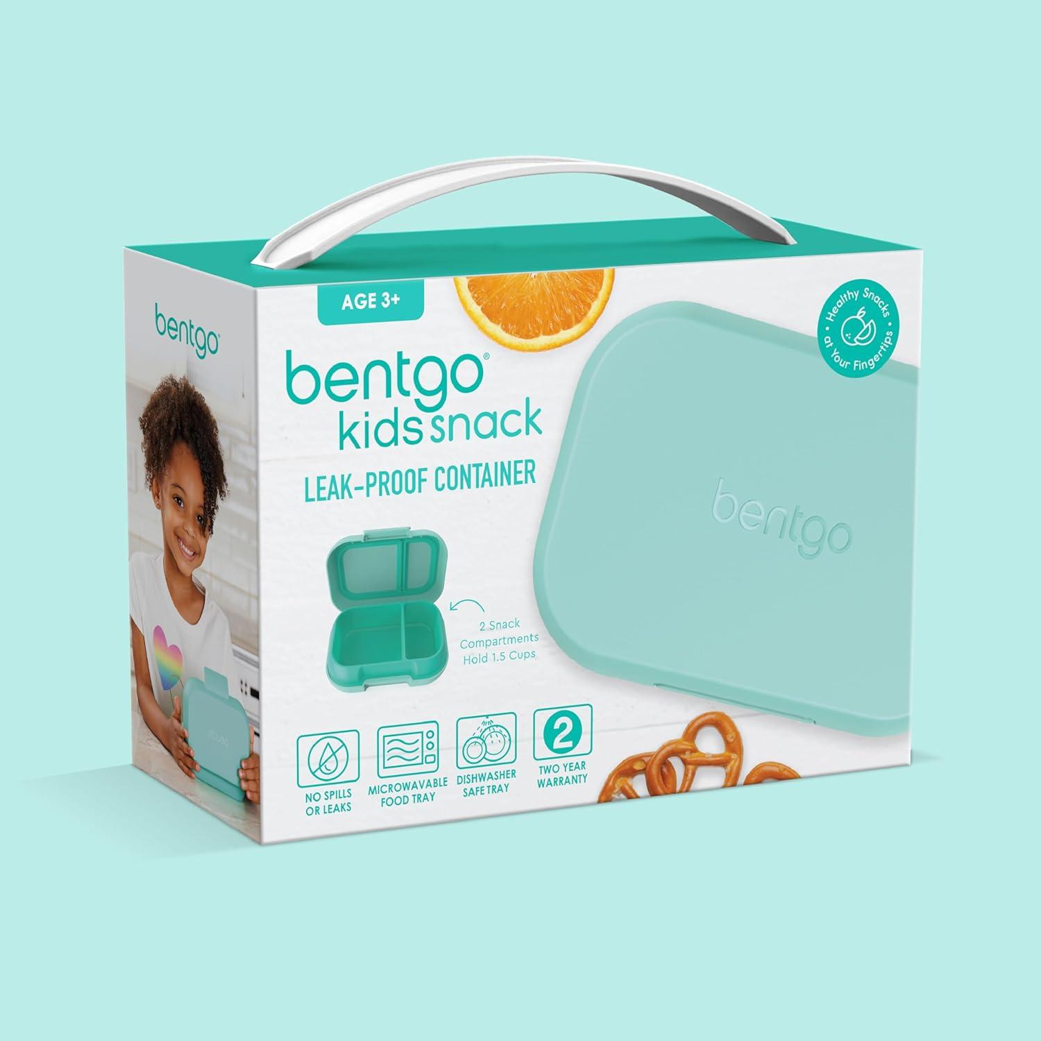 imageBentgo Kids Snack 2 Compartment LeakProof Bento Box Container for Snacks and Small Meals EasyOpen Latch Dishwasher Safe BPAFree for School Daycare amp Sports Ideal for Ages 3 FuchsiaTealAqua
