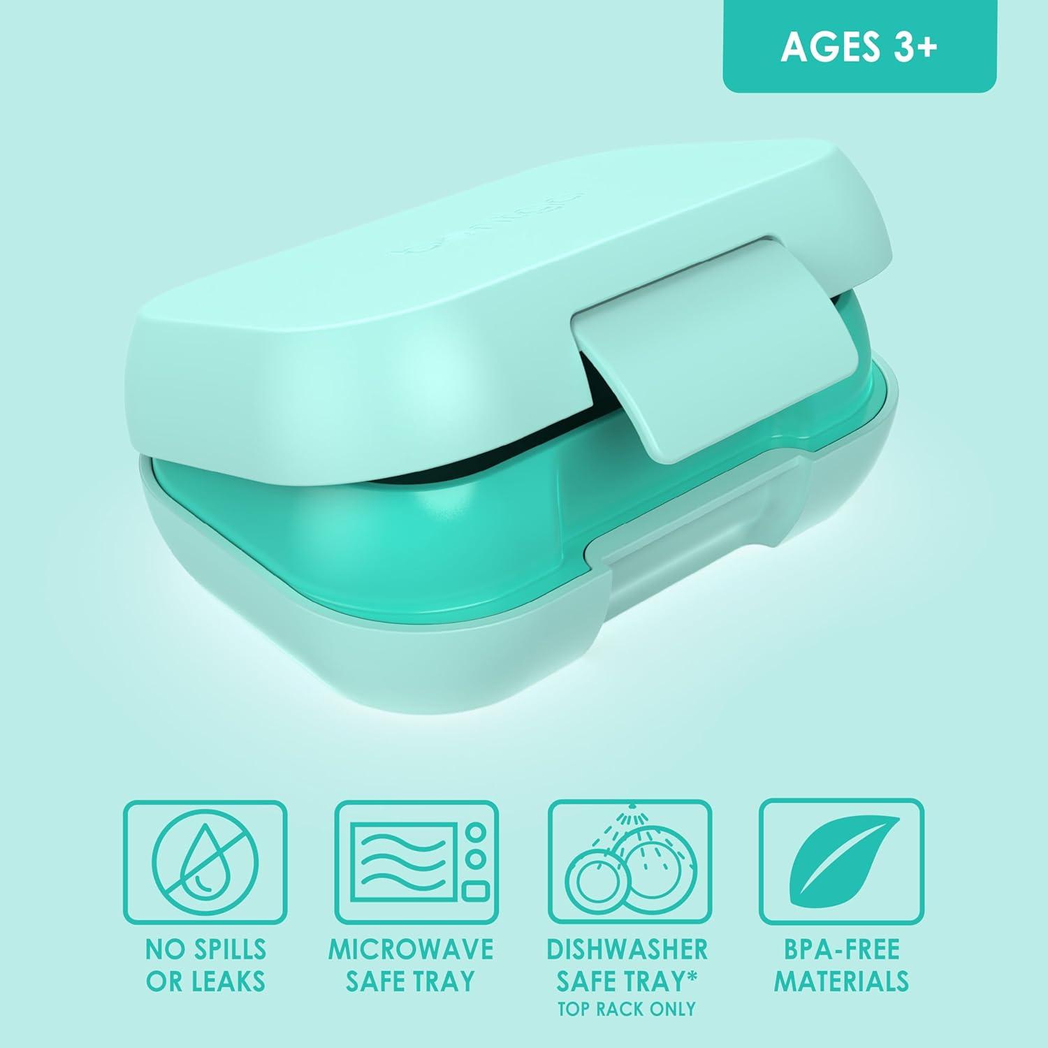 imageBentgo Kids Snack 2 Compartment LeakProof Bento Box Container for Snacks and Small Meals EasyOpen Latch Dishwasher Safe BPAFree for School Daycare amp Sports Ideal for Ages 3 FuchsiaTealAqua