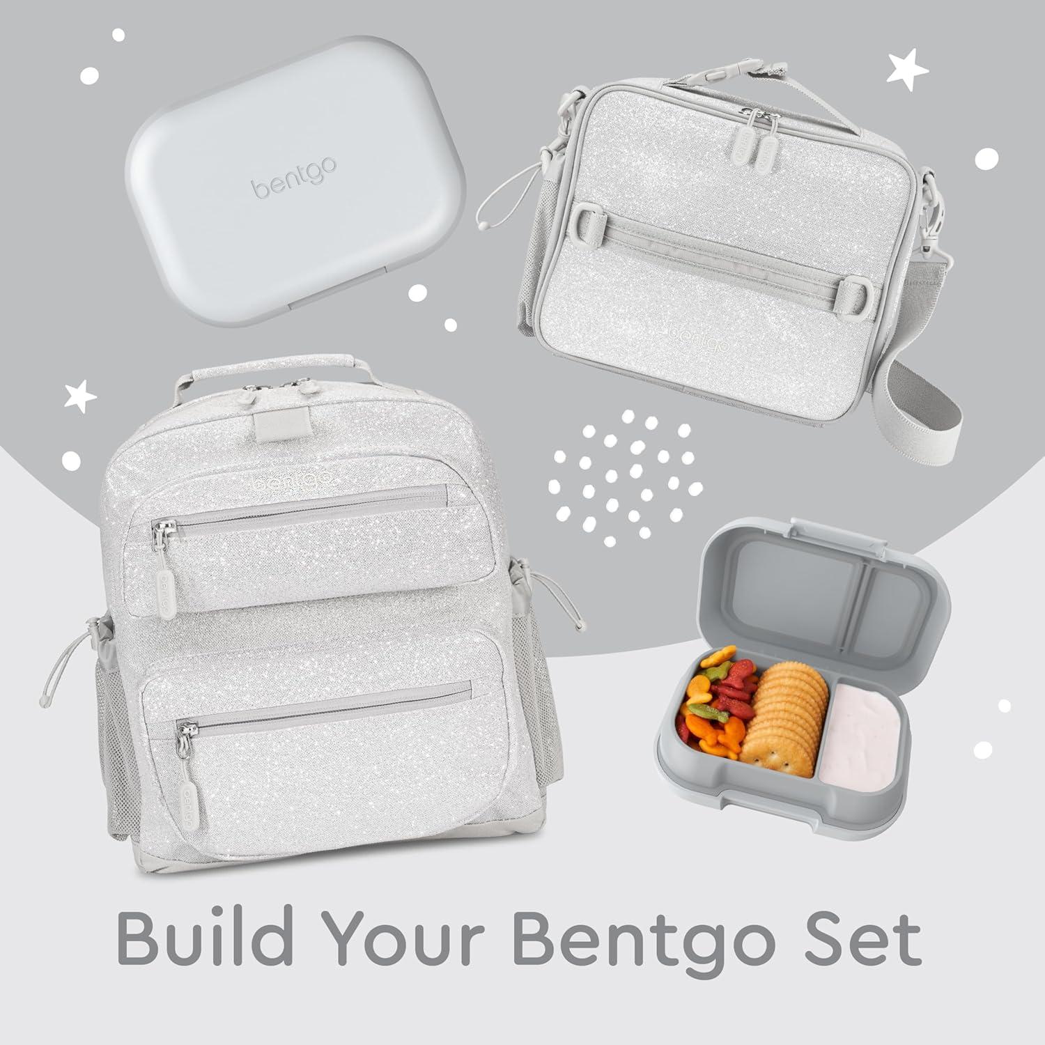 imageBentgo Kids Snack 2 Compartment LeakProof Bento Box Container for Snacks and Small Meals EasyOpen Latch Dishwasher Safe BPAFree for School Daycare amp Sports Ideal for Ages 3 FuchsiaTealGray