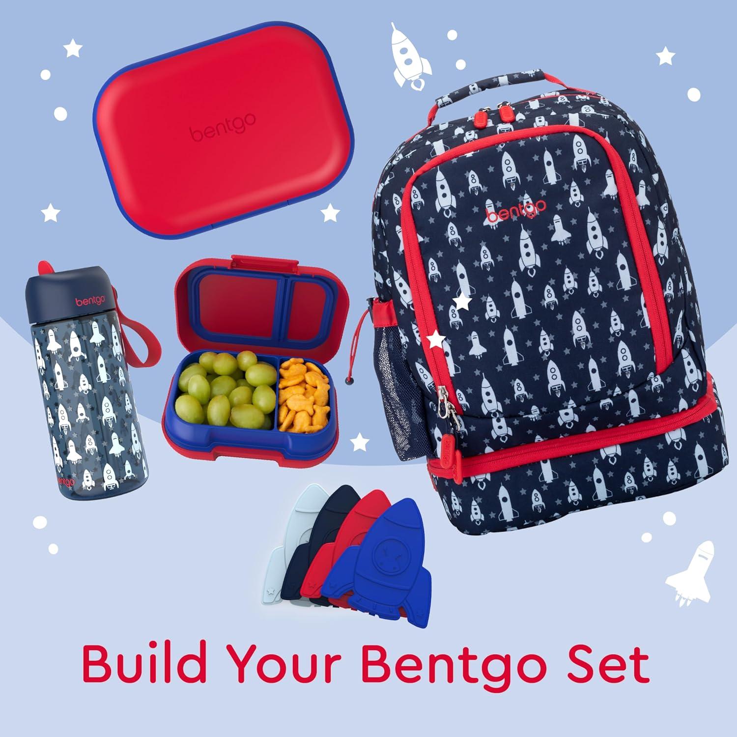 imageBentgo Kids Snack 2 Compartment LeakProof Bento Box Container for Snacks and Small Meals EasyOpen Latch Dishwasher Safe BPAFree for School Daycare amp Sports Ideal for Ages 3 FuchsiaTealRedRoyal