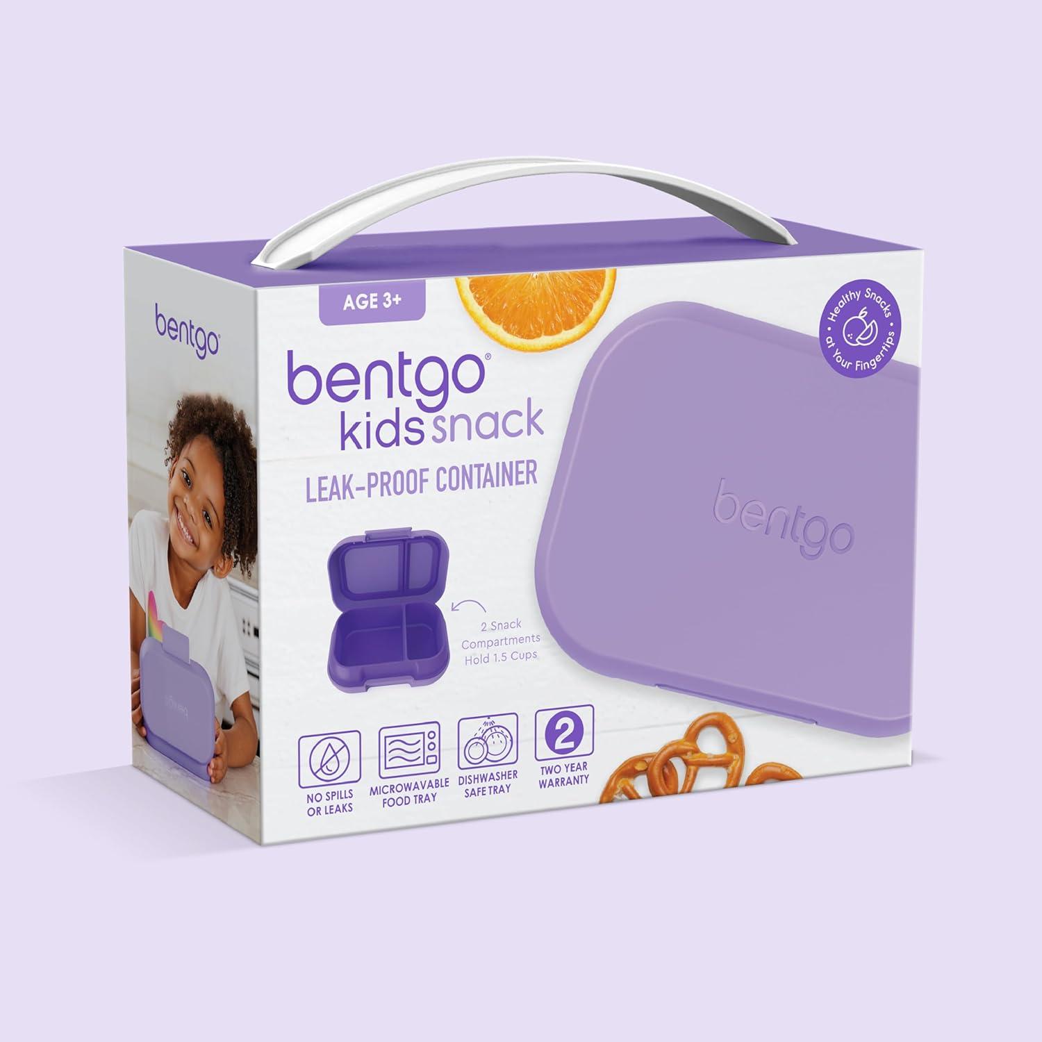 imageBentgo Kids Snack 2 Compartment LeakProof Bento Box Container for Snacks and Small Meals EasyOpen Latch Dishwasher Safe BPAFree for School Daycare amp Sports Ideal for Ages 3 FuchsiaTealPurple