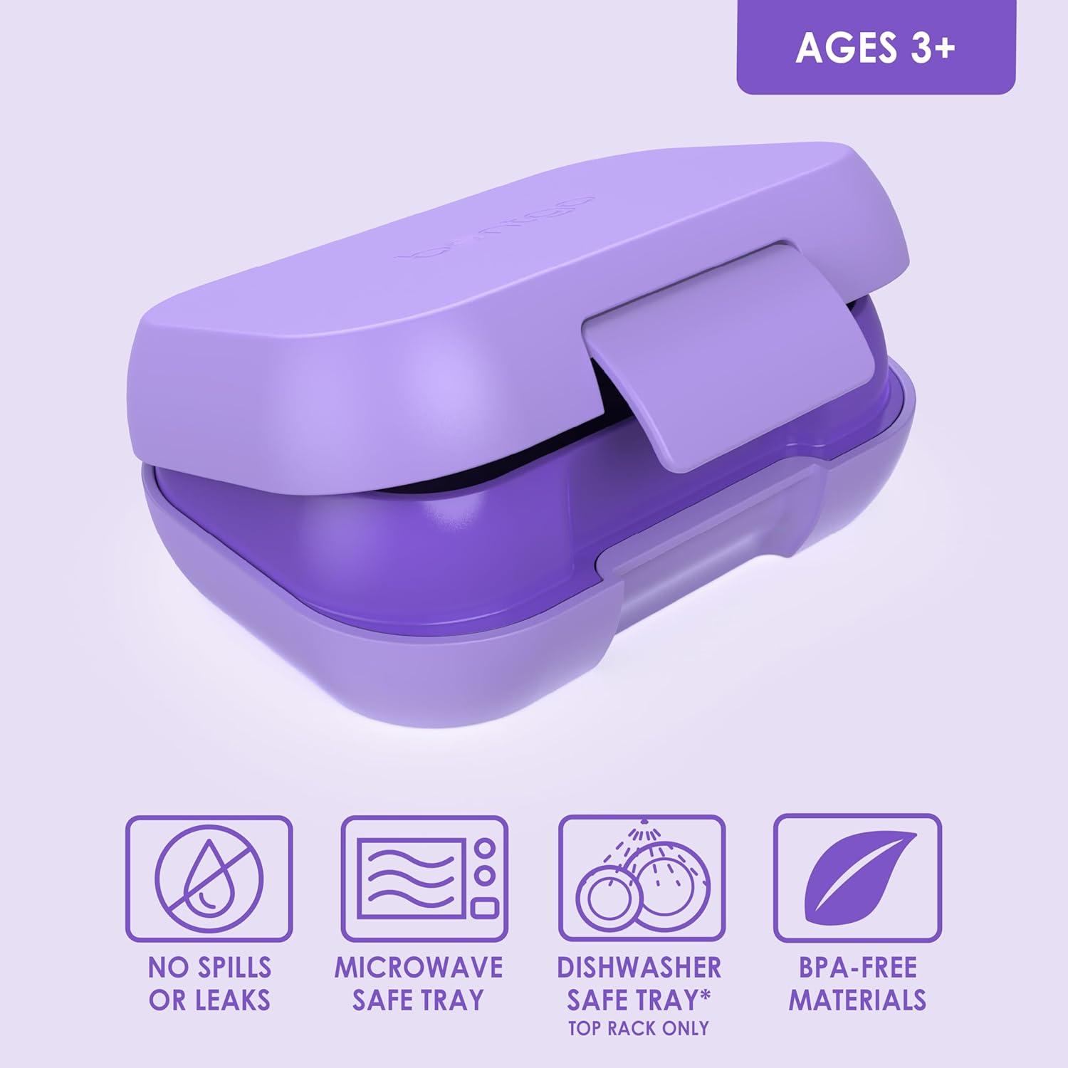 imageBentgo Kids Snack 2 Compartment LeakProof Bento Box Container for Snacks and Small Meals EasyOpen Latch Dishwasher Safe BPAFree for School Daycare amp Sports Ideal for Ages 3 FuchsiaTealPurple