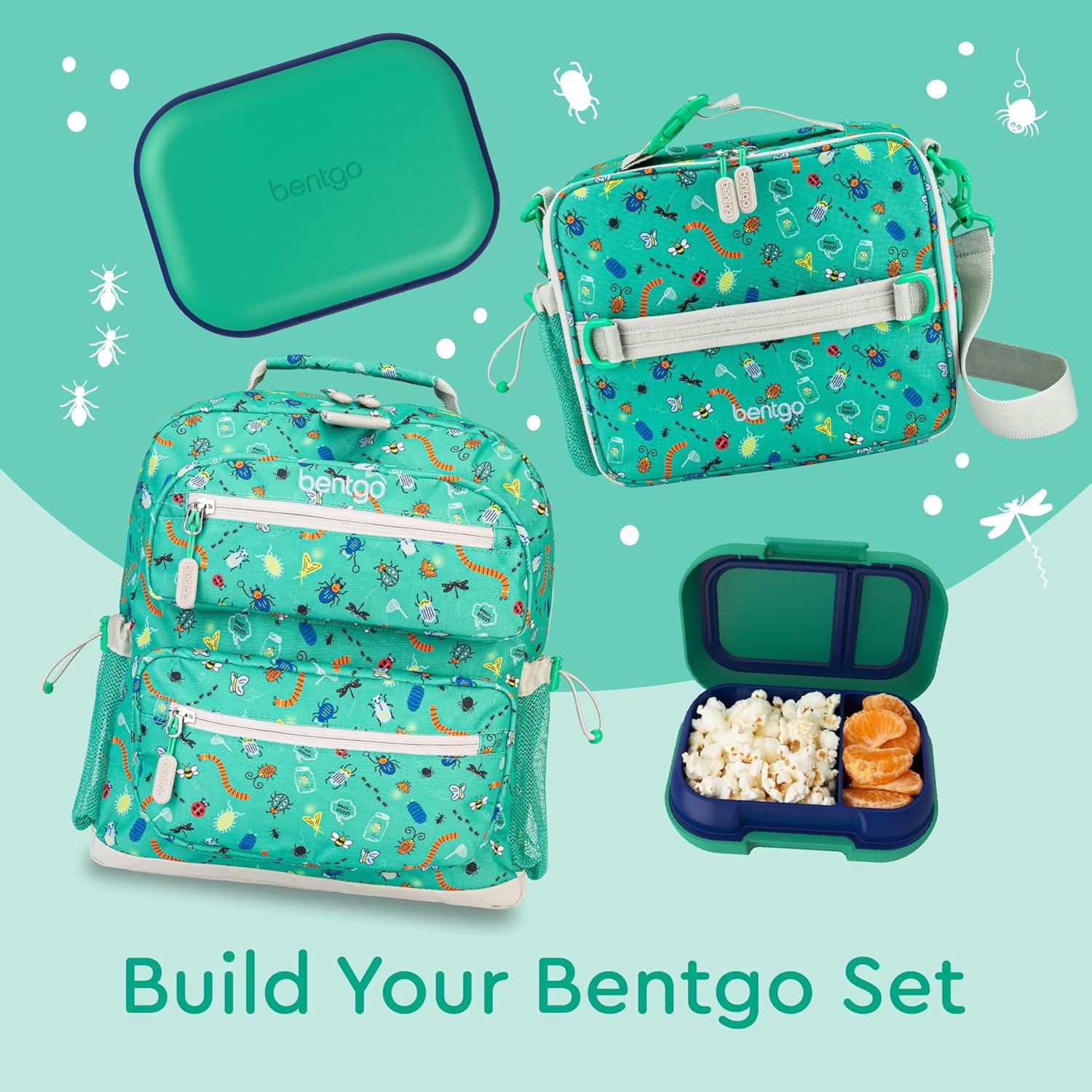 imageBentgo Kids Snack 2 Compartment LeakProof Bento Box Container for Snacks and Small Meals EasyOpen Latch Dishwasher Safe BPAFree for School Daycare amp Sports Ideal for Ages 3 FuchsiaTealGreenNavy