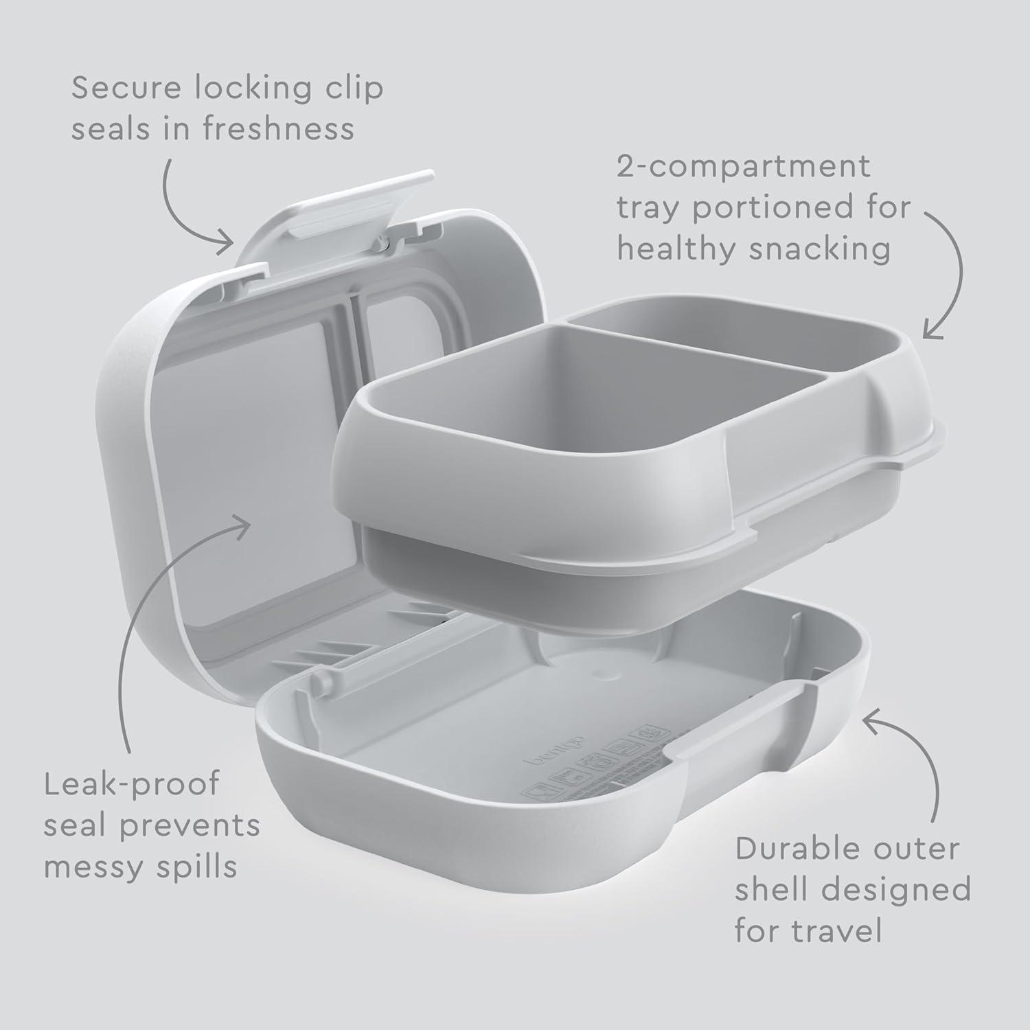 imageBentgo Kids Snack 2 Compartment LeakProof Bento Box Container for Snacks and Small Meals EasyOpen Latch Dishwasher Safe BPAFree for School Daycare amp Sports Ideal for Ages 3 FuchsiaTealGray