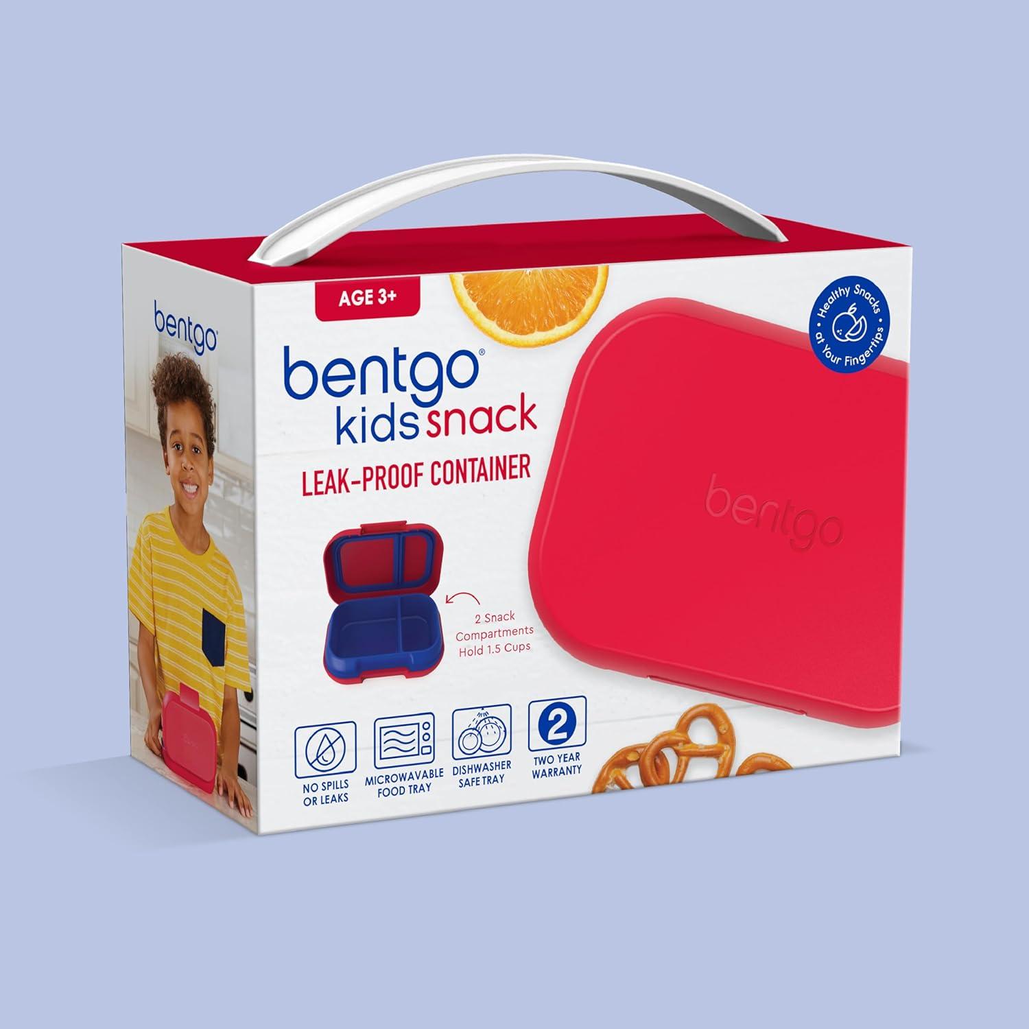 imageBentgo Kids Snack 2 Compartment LeakProof Bento Box Container for Snacks and Small Meals EasyOpen Latch Dishwasher Safe BPAFree for School Daycare amp Sports Ideal for Ages 3 FuchsiaTealRedRoyal