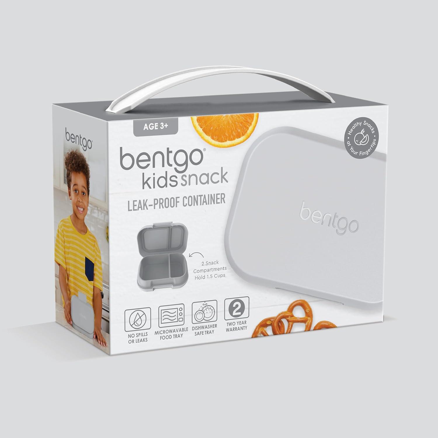 imageBentgo Kids Snack 2 Compartment LeakProof Bento Box Container for Snacks and Small Meals EasyOpen Latch Dishwasher Safe BPAFree for School Daycare amp Sports Ideal for Ages 3 FuchsiaTealGray