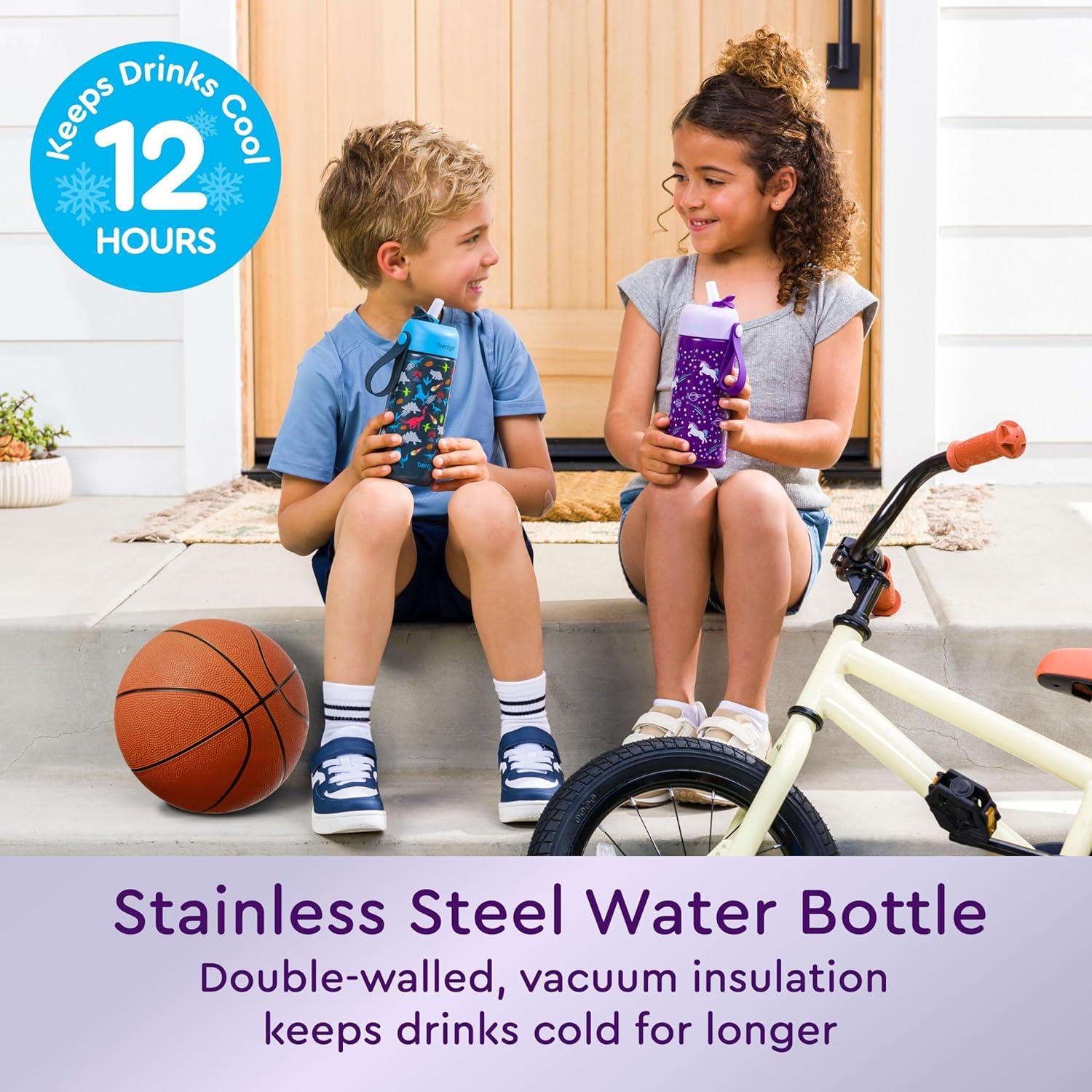 imageBentgo Kids Stainless Steel Insulated Water Bottle LeakProof Keeps Cool for 12 Hours Durable BPAFree Dishwasher Safe 14 oz Cup for Ages 3 for SchoolSportsDaycare UnicornUnicorn