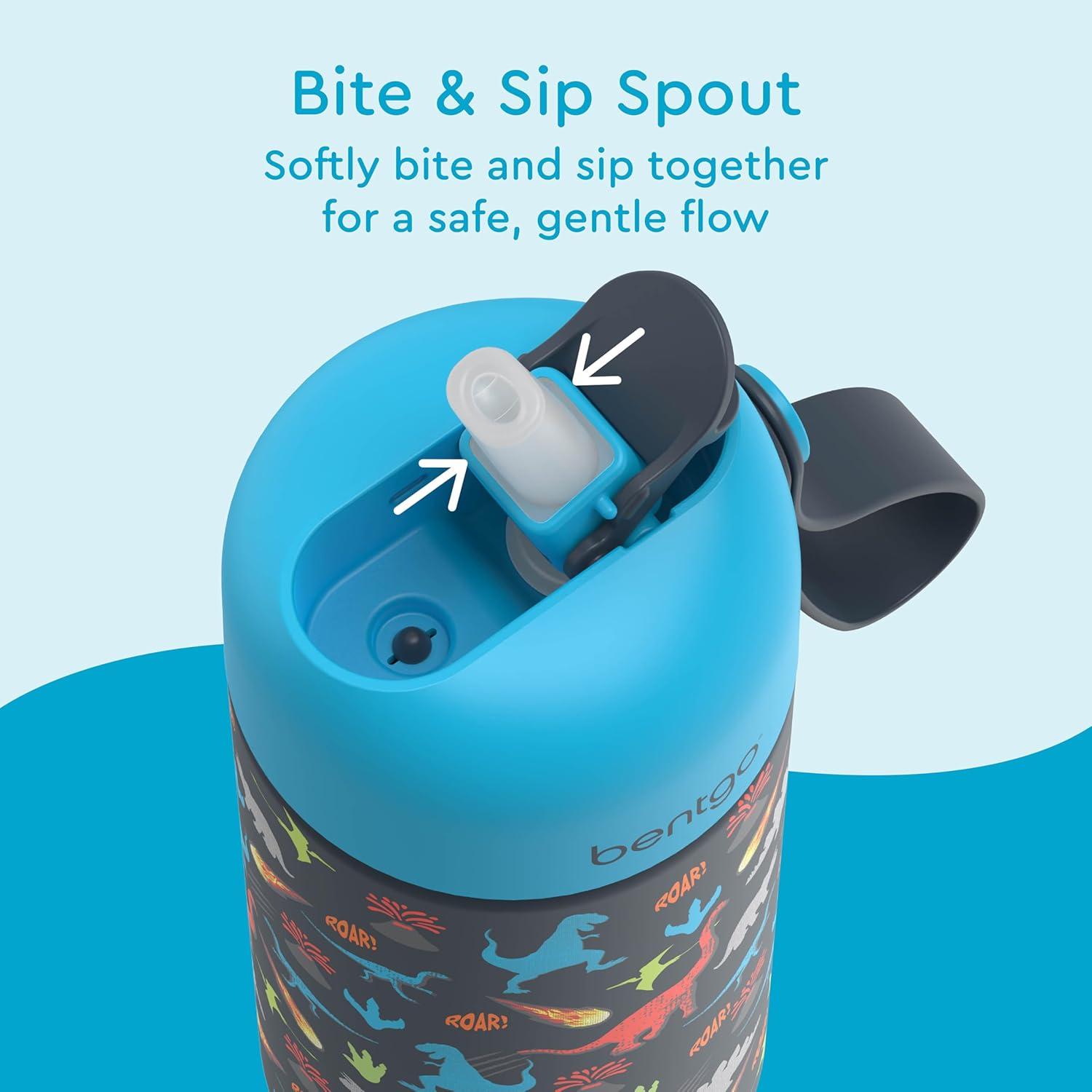 imageBentgo Kids Stainless Steel Insulated Water Bottle LeakProof Keeps Cool for 12 Hours Durable BPAFree Dishwasher Safe 14 oz Cup for Ages 3 for SchoolSportsDaycare DinosaurDinosaur