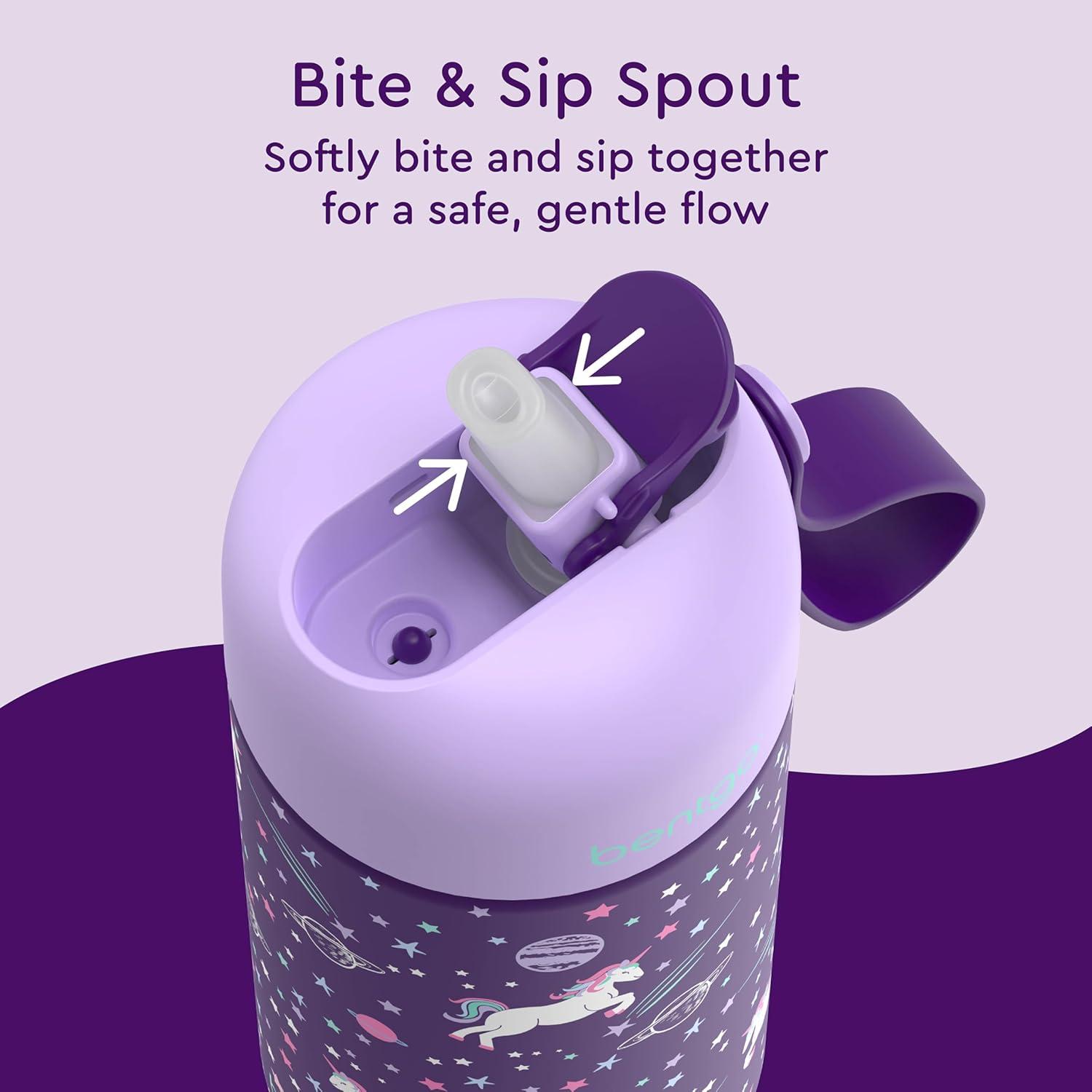 imageBentgo Kids Stainless Steel Insulated Water Bottle LeakProof Keeps Cool for 12 Hours Durable BPAFree Dishwasher Safe 14 oz Cup for Ages 3 for SchoolSportsDaycare UnicornUnicorn