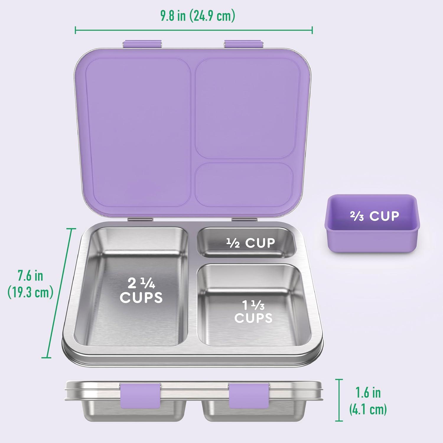 imageBentgo Kids Stainless Steel Prints LeakResistant Lunch Box 3Compartments with Bonus Silicone Container Durable EcoFriendly Dishwasher Safe BPAFree Ideal for School Ages 3 UnicornUnicorn