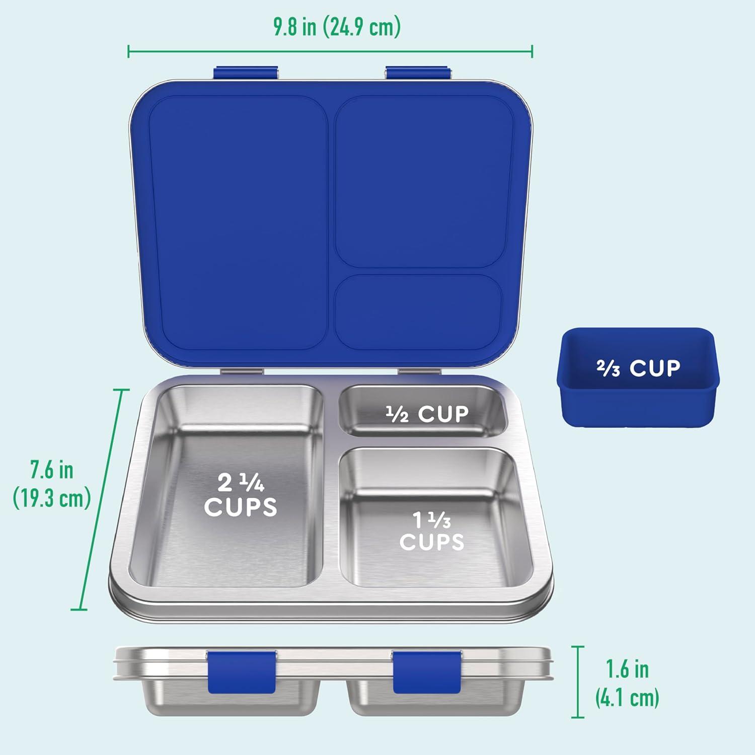 imageBentgo Kids Stainless Steel Prints LeakResistant Lunch Box 3Compartments with Bonus Silicone Container Durable EcoFriendly Dishwasher Safe BPAFree Ideal for School Ages 3 UnicornShark