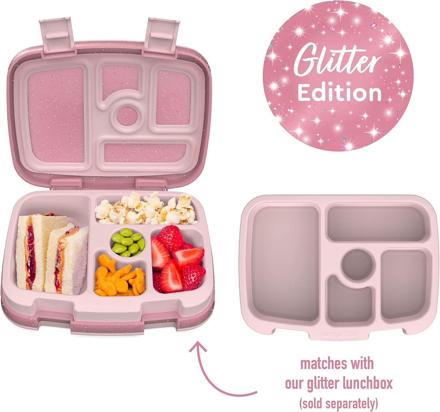 imageBentgo Kids Tray with Transparent Cover Reusable BPAFree 5Compartment Meal Prep Container with BuiltIn Portion Control for Healthy Meals At Home amp On the Go Confetti Edition Abyss BlueGlitter Edition Petal Pink
