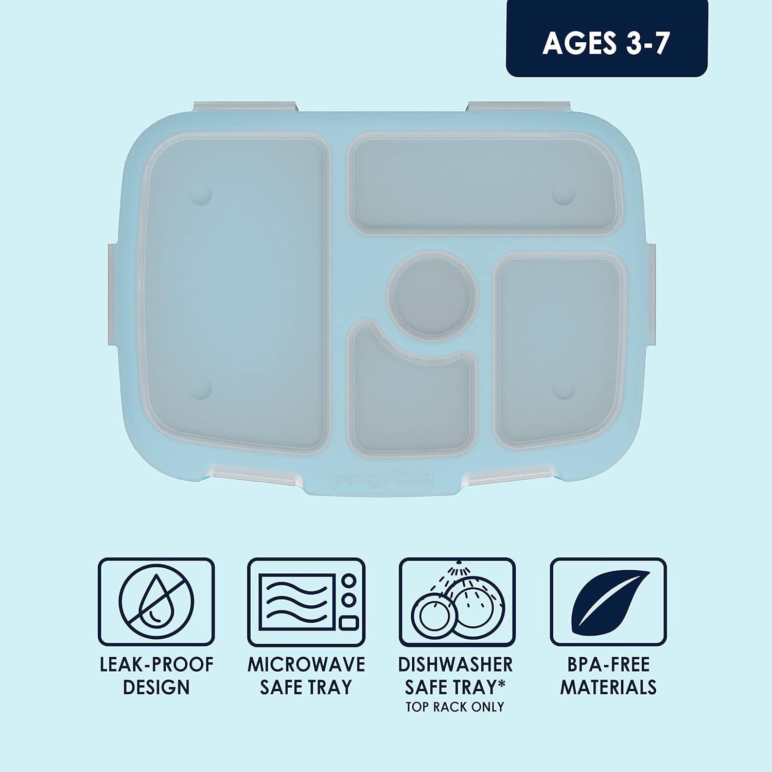 imageBentgo Kids Tray with Transparent Cover Reusable BPAFree 5Compartment Meal Prep Container with BuiltIn Portion Control for Healthy Meals At Home amp On the Go Confetti Edition Abyss BlueConfetti Edition Abyss Blue