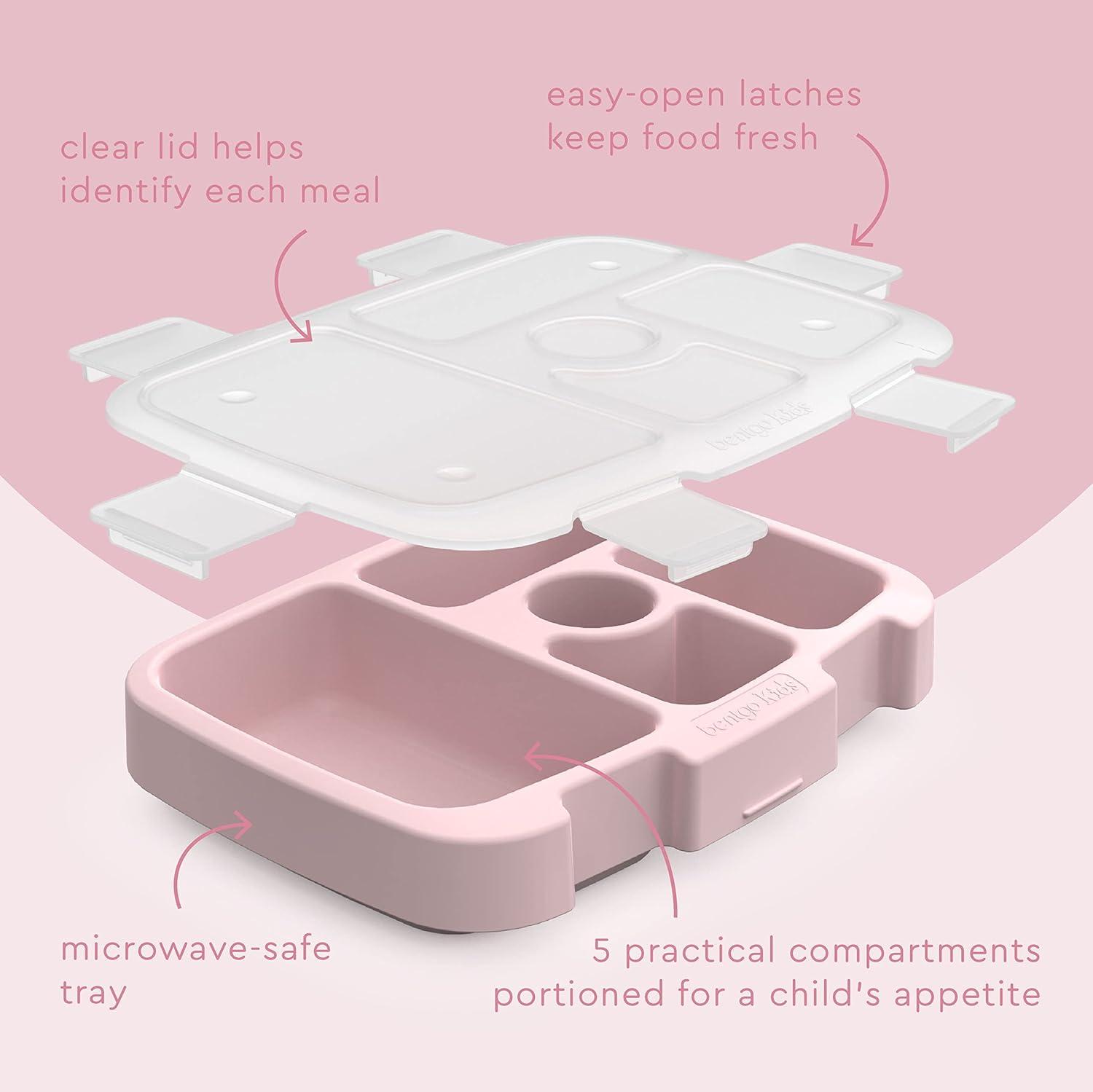imageBentgo Kids Tray with Transparent Cover Reusable BPAFree 5Compartment Meal Prep Container with BuiltIn Portion Control for Healthy Meals At Home amp On the Go Confetti Edition Abyss BlueGlitter Edition Petal Pink