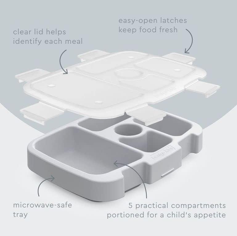 imageBentgo Kids Tray with Transparent Cover Reusable BPAFree 5Compartment Meal Prep Container with BuiltIn Portion Control for Healthy Meals At Home amp On the Go Confetti Edition Abyss BlueGlitter Edition Silver