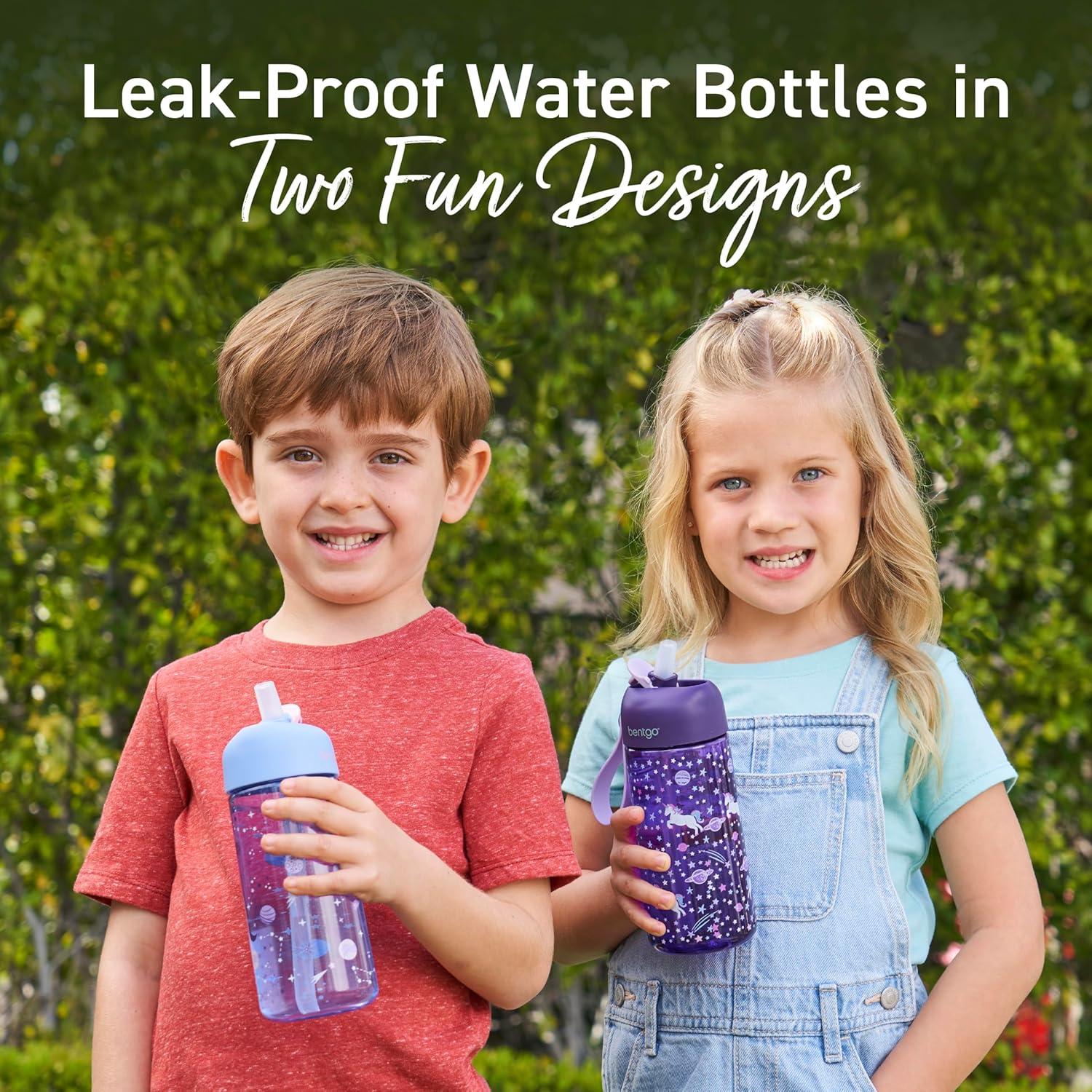 imageBentgo Kids Water Bottle LeakProof Durable Tritan BPAFree 15 oz Cup for KidsToddlers Ages 3 Bite amp Sip Spout Carrying Handle amp Dishwasher Safe for School Sports Daycare amp Camp TrucksUnicorn Lavender Galaxy