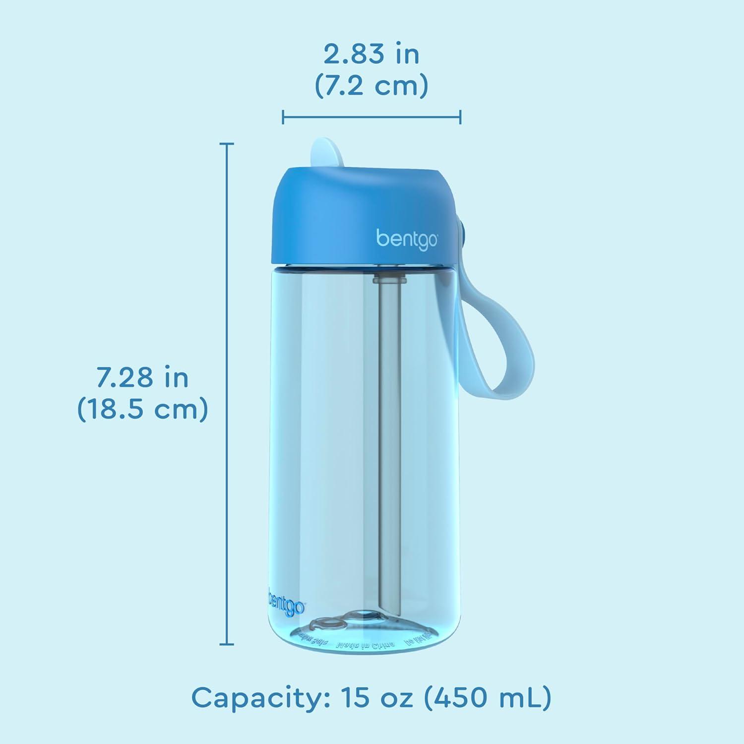 imageBentgo Kids Water Bottle LeakProof Durable Tritan BPAFree 15 oz Cup for KidsToddlers Ages 3 Bite amp Sip Spout Carrying Handle amp Dishwasher Safe for School Sports Daycare amp Camp TrucksBlue