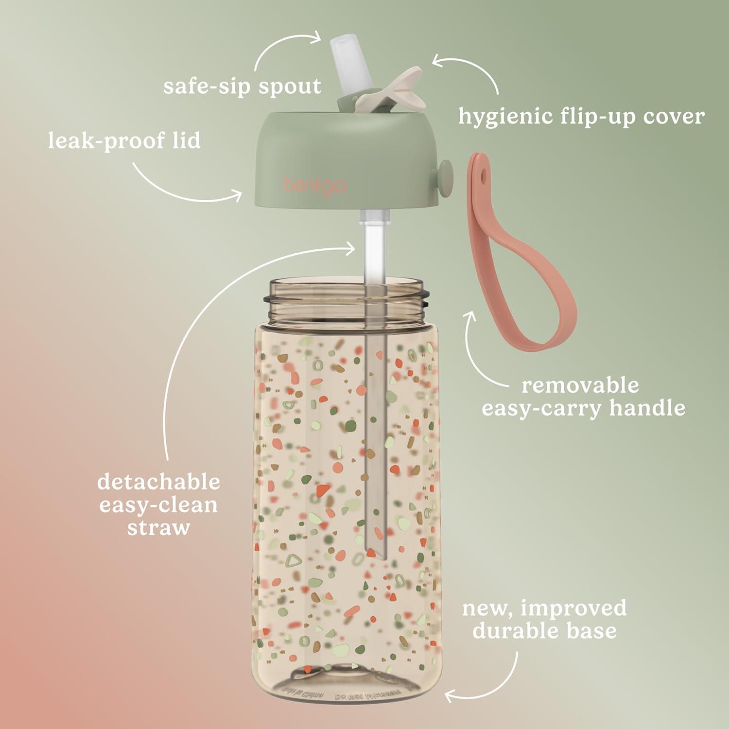 imageBentgo Kids Water Bottle LeakProof Durable Tritan BPAFree 15 oz Cup for KidsToddlers Ages 3 Bite amp Sip Spout Carrying Handle amp Dishwasher Safe for School Sports Daycare amp Camp TrucksGeo Speckle