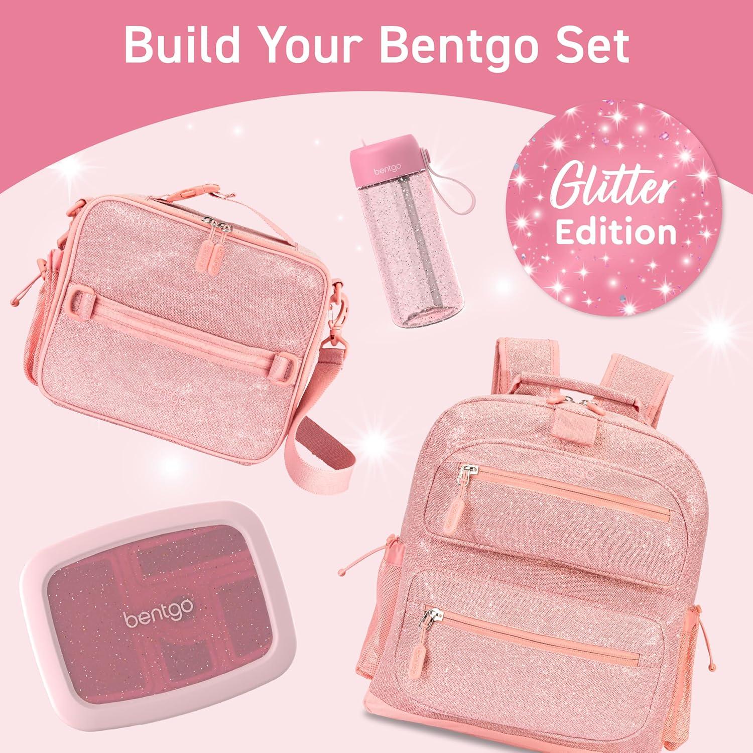 imageBentgo Kids Water Bottle LeakProof Durable Tritan BPAFree 15 oz Cup for KidsToddlers Ages 3 Bite amp Sip Spout Carrying Handle amp Dishwasher Safe for School Sports Daycare amp Camp TrucksGlitter Edition Petal Pink