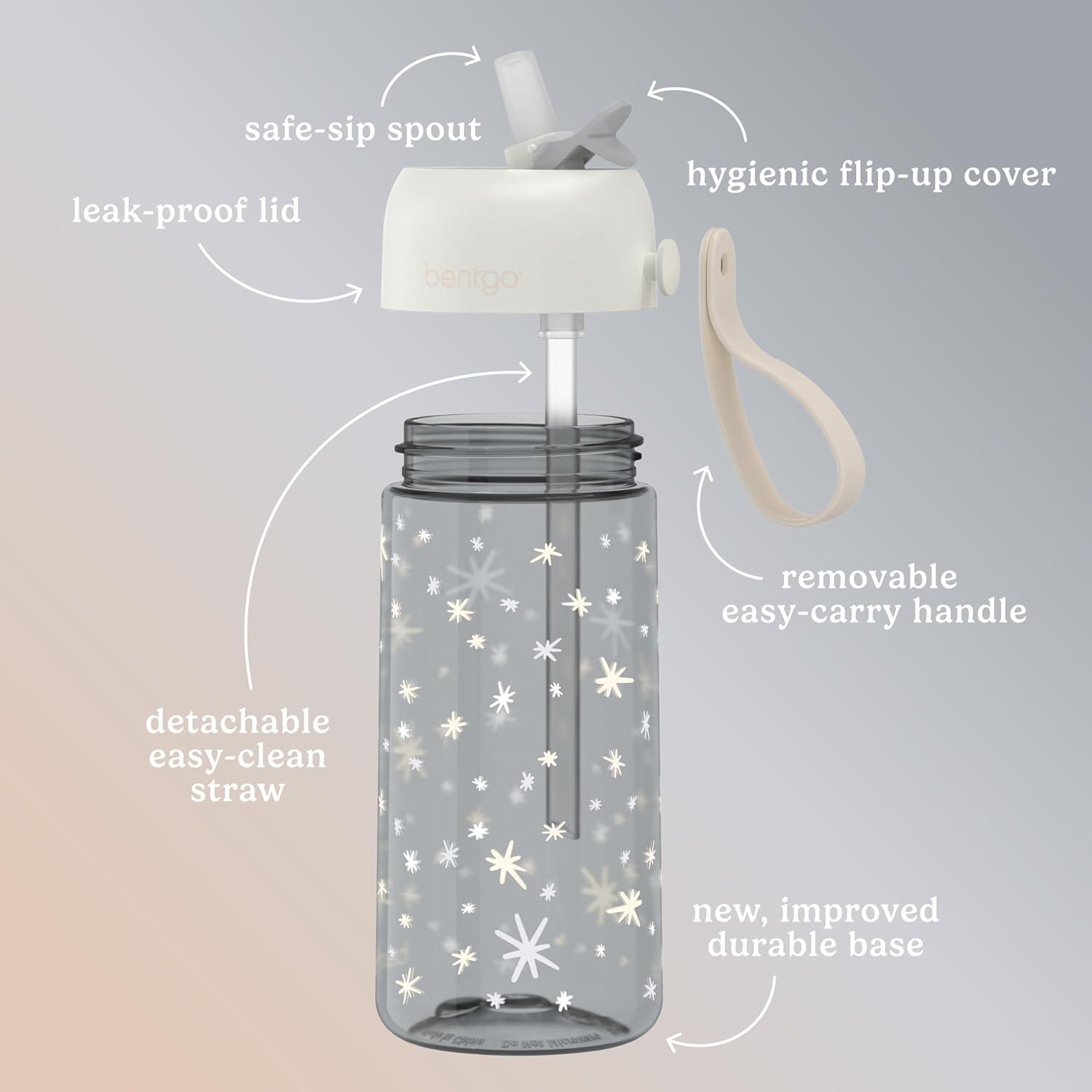 imageBentgo Kids Water Bottle LeakProof Durable Tritan BPAFree 15 oz Cup for KidsToddlers Ages 3 Bite amp Sip Spout Carrying Handle amp Dishwasher Safe for School Sports Daycare amp Camp TrucksStarry Sprinkle