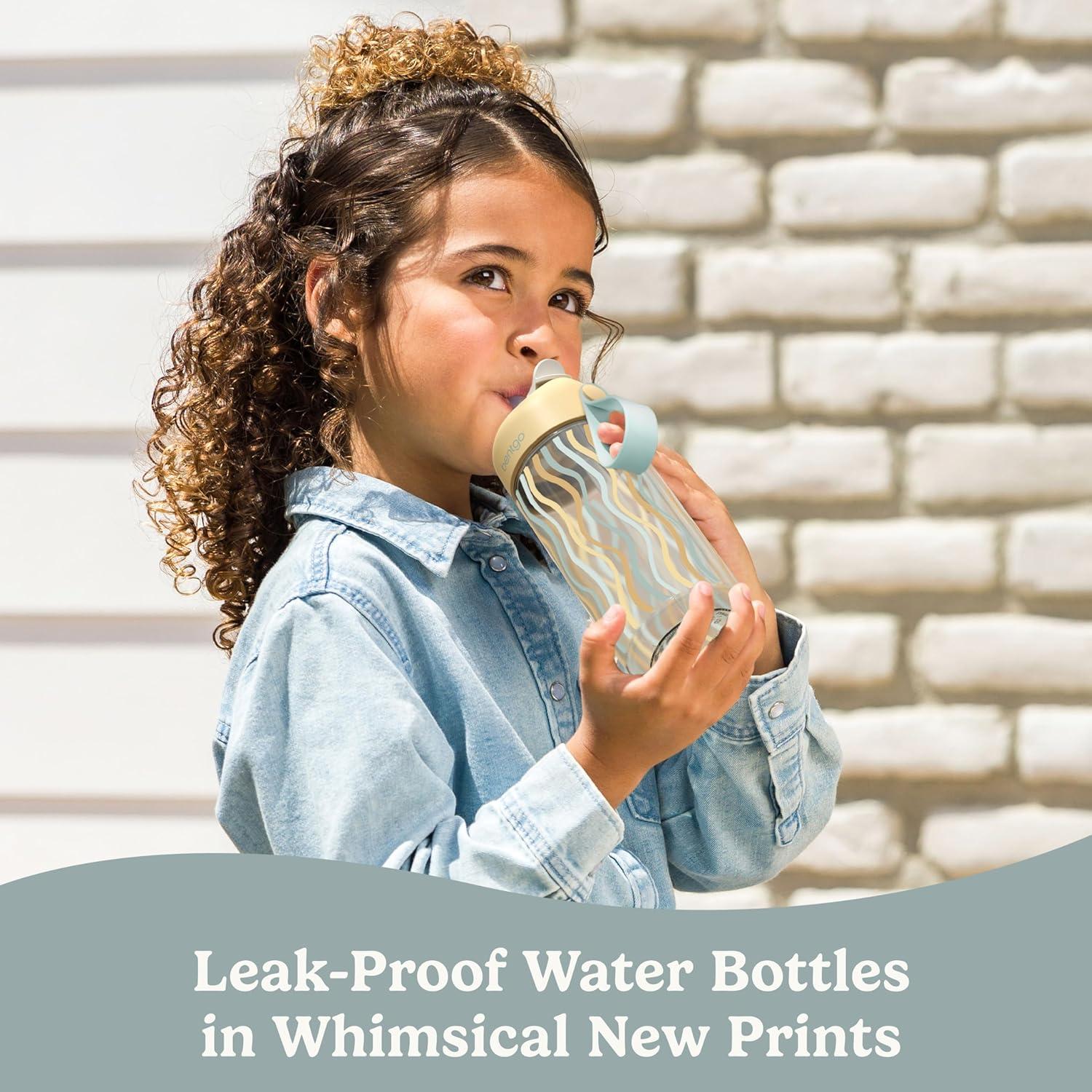 imageBentgo Kids Water Bottle LeakProof Durable Tritan BPAFree 15 oz Cup for KidsToddlers Ages 3 Bite amp Sip Spout Carrying Handle amp Dishwasher Safe for School Sports Daycare amp Camp TrucksWavy