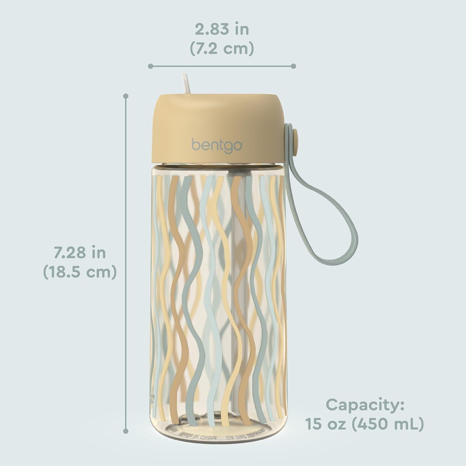 imageBentgo Kids Water Bottle LeakProof Durable Tritan BPAFree 15 oz Cup for KidsToddlers Ages 3 Bite amp Sip Spout Carrying Handle amp Dishwasher Safe for School Sports Daycare amp Camp TrucksWavy