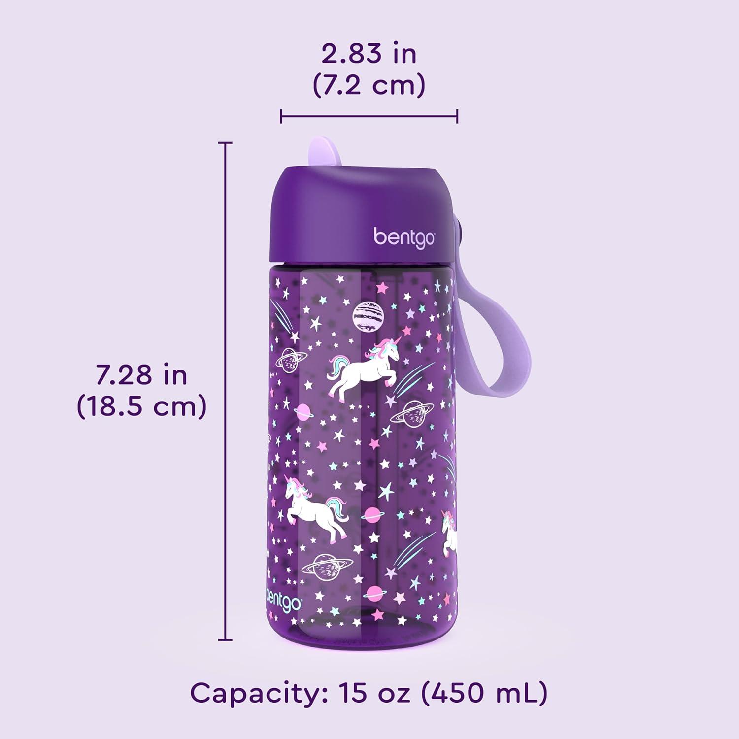 imageBentgo Kids Water Bottle LeakProof Durable Tritan BPAFree 15 oz Cup for KidsToddlers Ages 3 Bite amp Sip Spout Carrying Handle amp Dishwasher Safe for School Sports Daycare amp Camp TrucksUnicorn