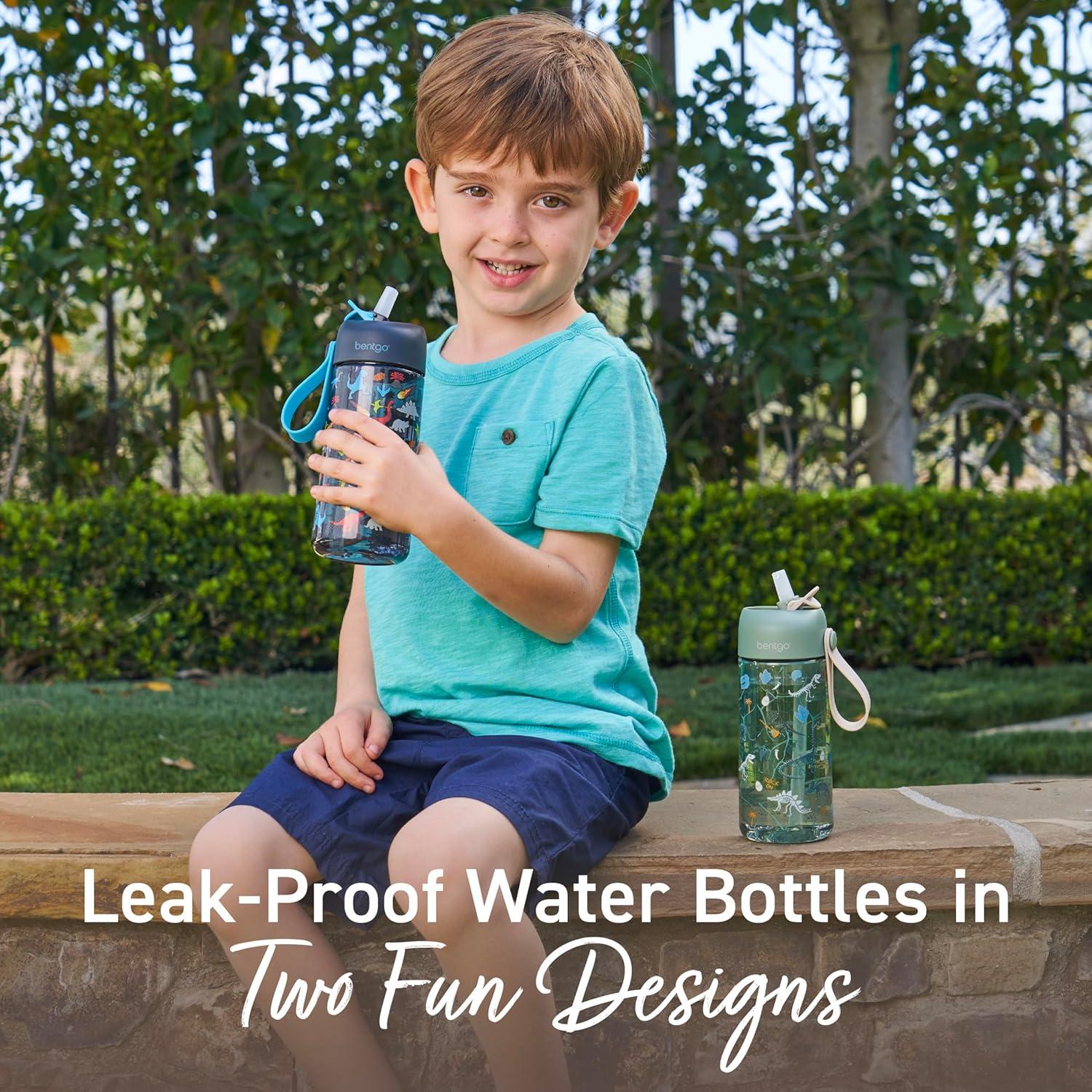 imageBentgo Kids Water Bottle LeakProof Durable Tritan BPAFree 15 oz Cup for KidsToddlers Ages 3 Bite amp Sip Spout Carrying Handle amp Dishwasher Safe for School Sports Daycare amp Camp TrucksDinosaur Dino Fossils