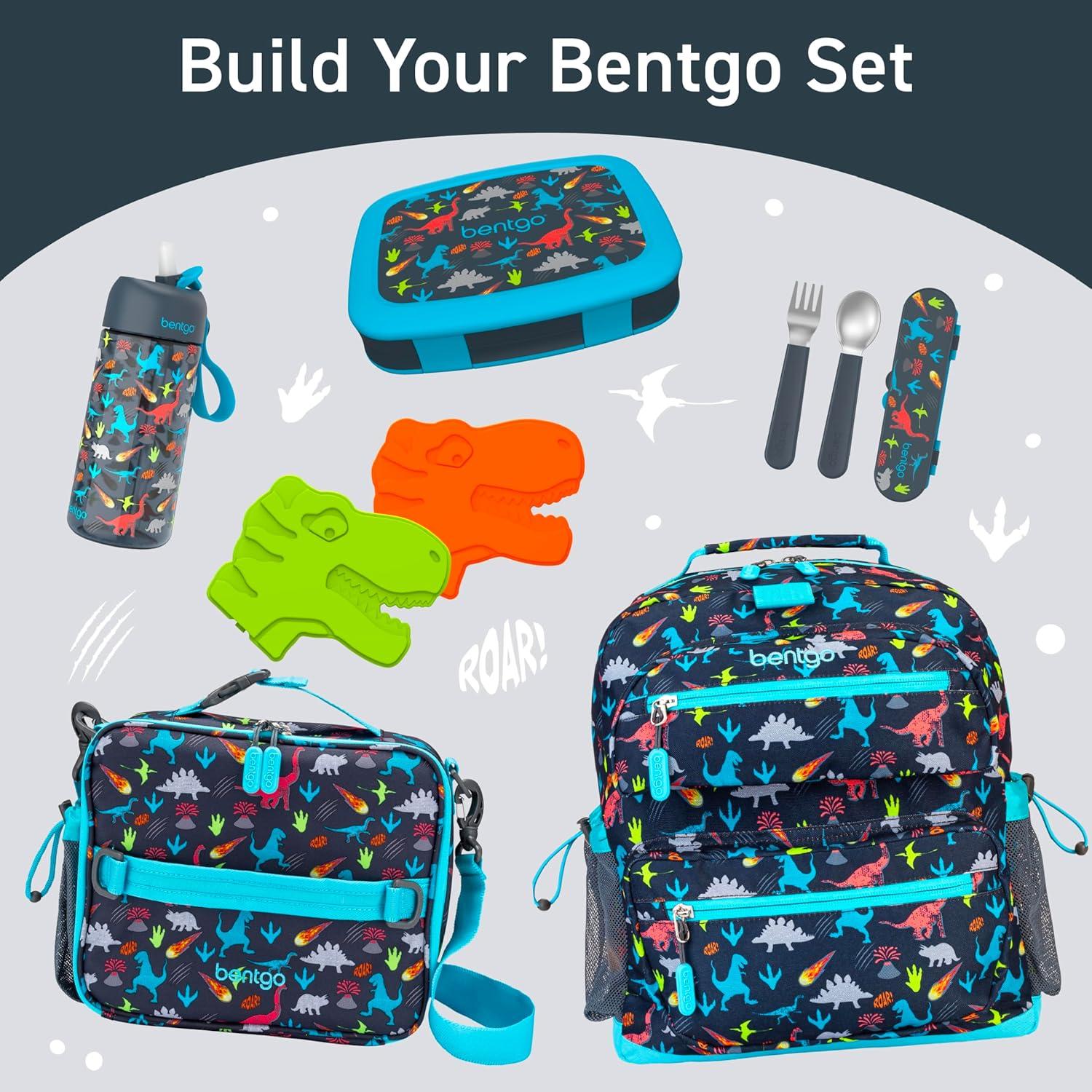 imageBentgo Kids Water Bottle LeakProof Durable Tritan BPAFree 15 oz Cup for KidsToddlers Ages 3 Bite amp Sip Spout Carrying Handle amp Dishwasher Safe for School Sports Daycare amp Camp TrucksDinosaur