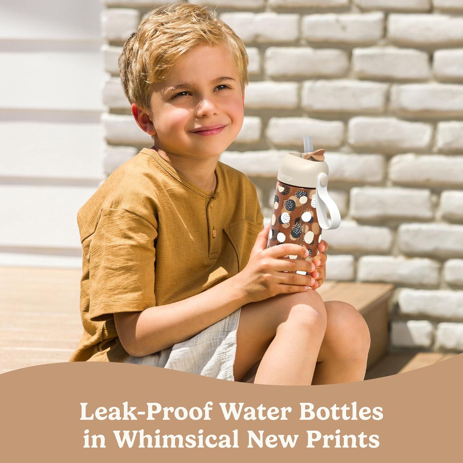 imageBentgo Kids Water Bottle LeakProof Durable Tritan BPAFree 15 oz Cup for KidsToddlers Ages 3 Bite amp Sip Spout Carrying Handle amp Dishwasher Safe for School Sports Daycare amp Camp TrucksSpots and Dots