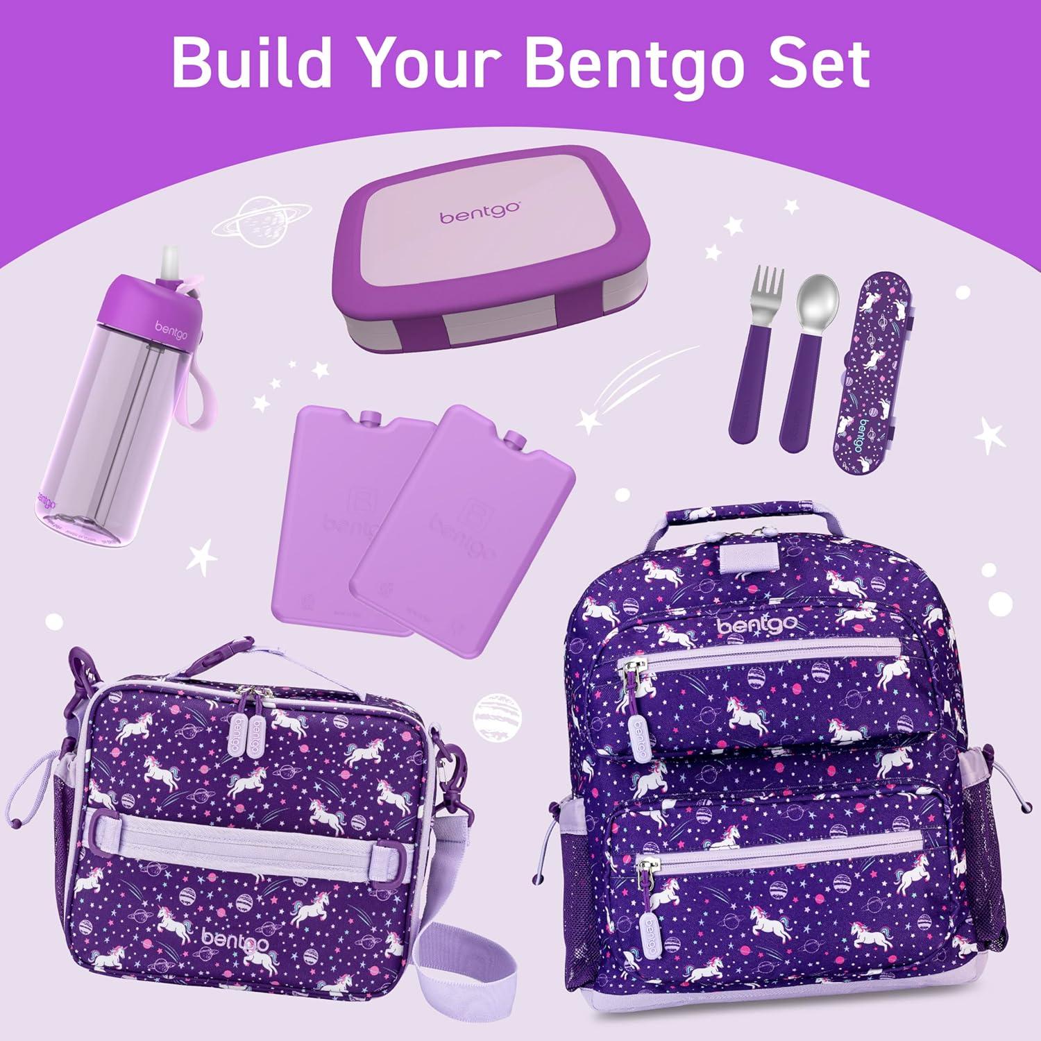 imageBentgo Kids Water Bottle LeakProof Durable Tritan BPAFree 15 oz Cup for KidsToddlers Ages 3 Bite amp Sip Spout Carrying Handle amp Dishwasher Safe for School Sports Daycare amp Camp TrucksPurple