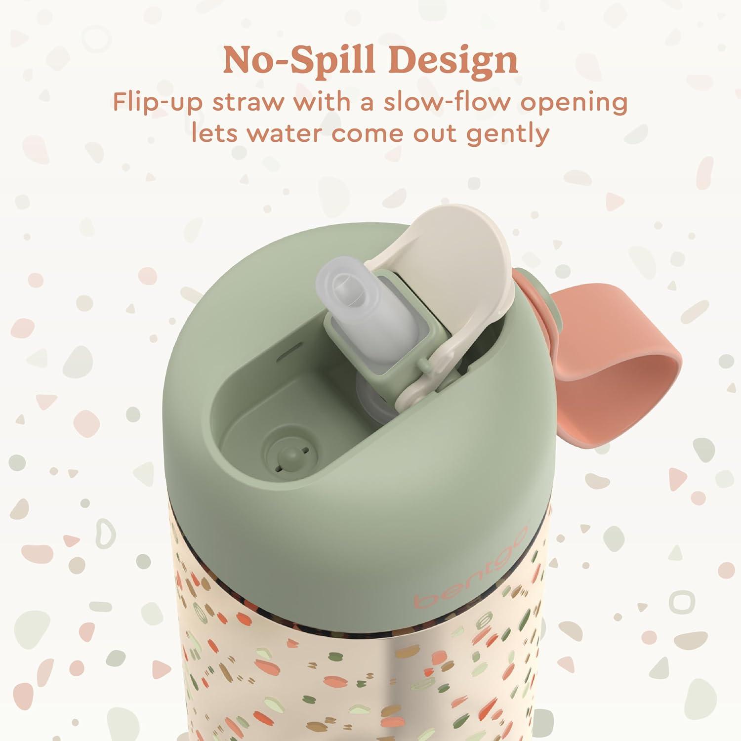 imageBentgo Kids Water Bottle LeakProof Durable Tritan BPAFree 15 oz Cup for KidsToddlers Ages 3 Bite amp Sip Spout Carrying Handle amp Dishwasher Safe for School Sports Daycare amp Camp TrucksGeo Speckle